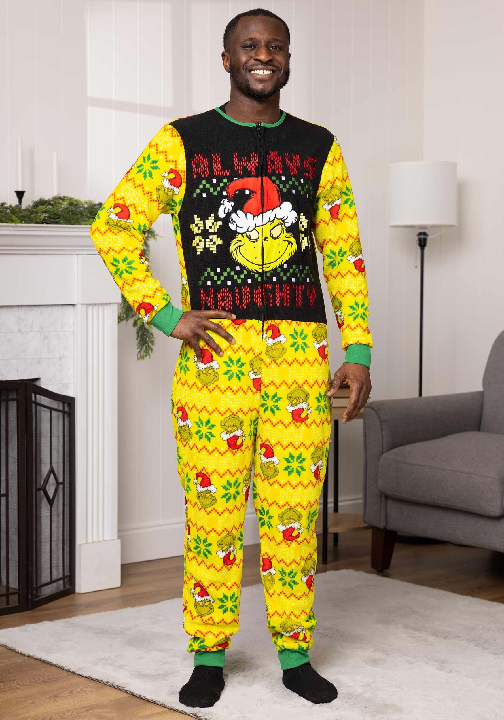 Grinch Always Naughty Ugly Sweater Union Suit for Adults