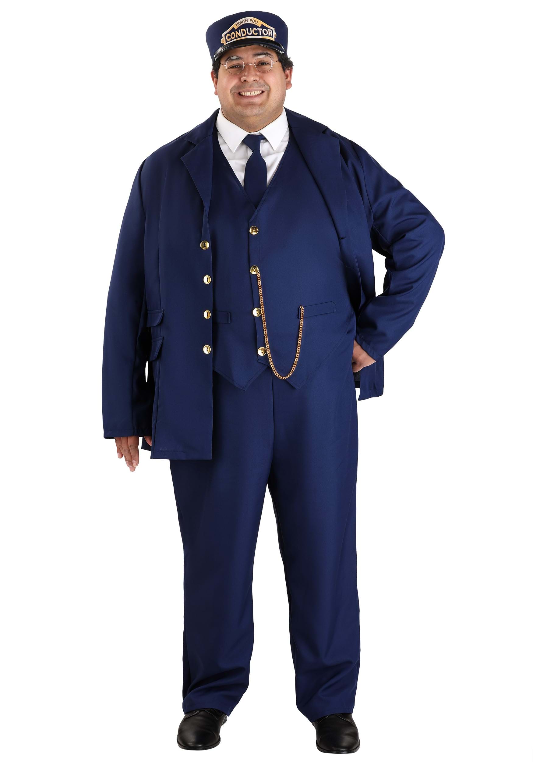 Men's Plus Size North Pole Train Conductor Costume
