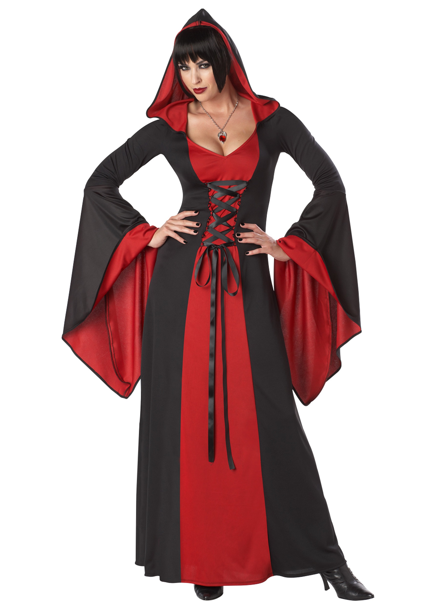 Women's Deluxe Hooded Vampire Robe Costume 1 Women's Deluxe Hooded Vampire Robe Costume