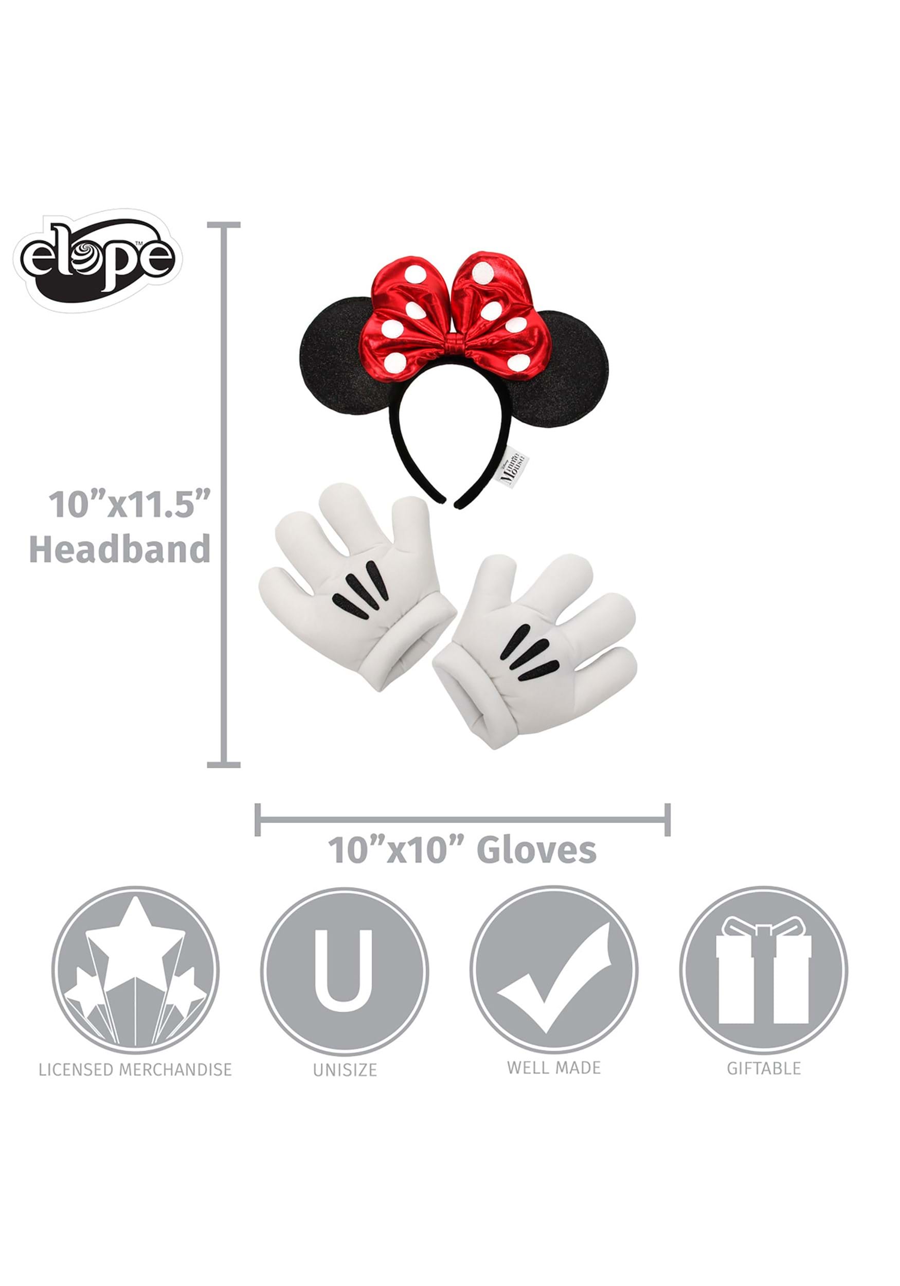 Minnie Mouse Glitter Headband and Gloves Set