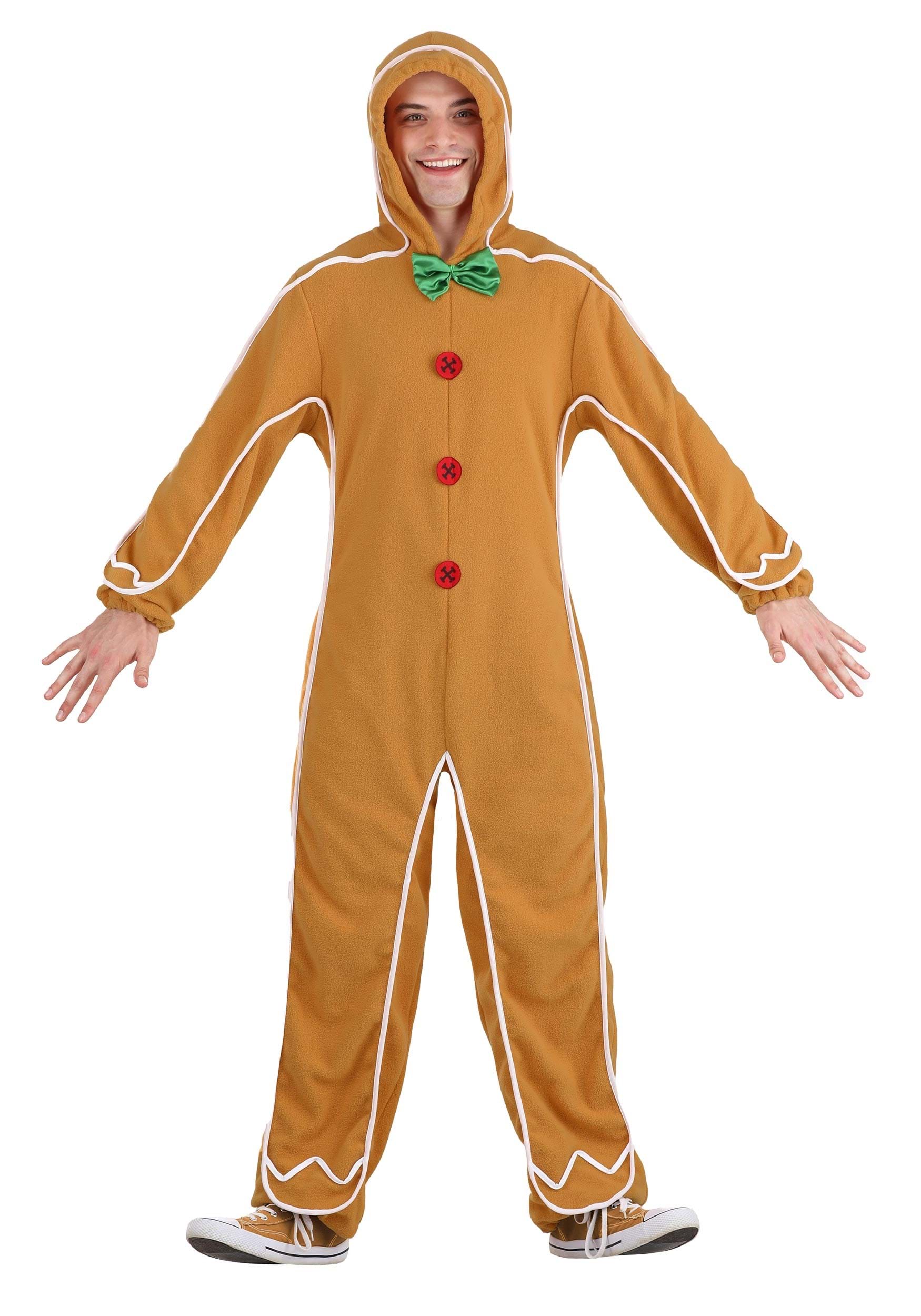 Gingerbread Man Onesie Costume for Adults 1 Gingerbread Man Onesie Costume for Adults