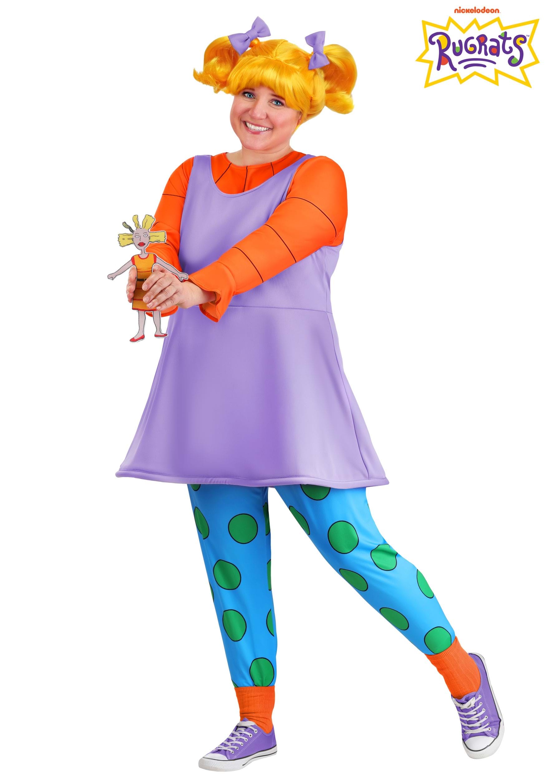Women's Plus Size Nickelodeon Rugrats Angelica Costume 3 Women's Plus Size Nickelodeon Rugrats Angelica Costume