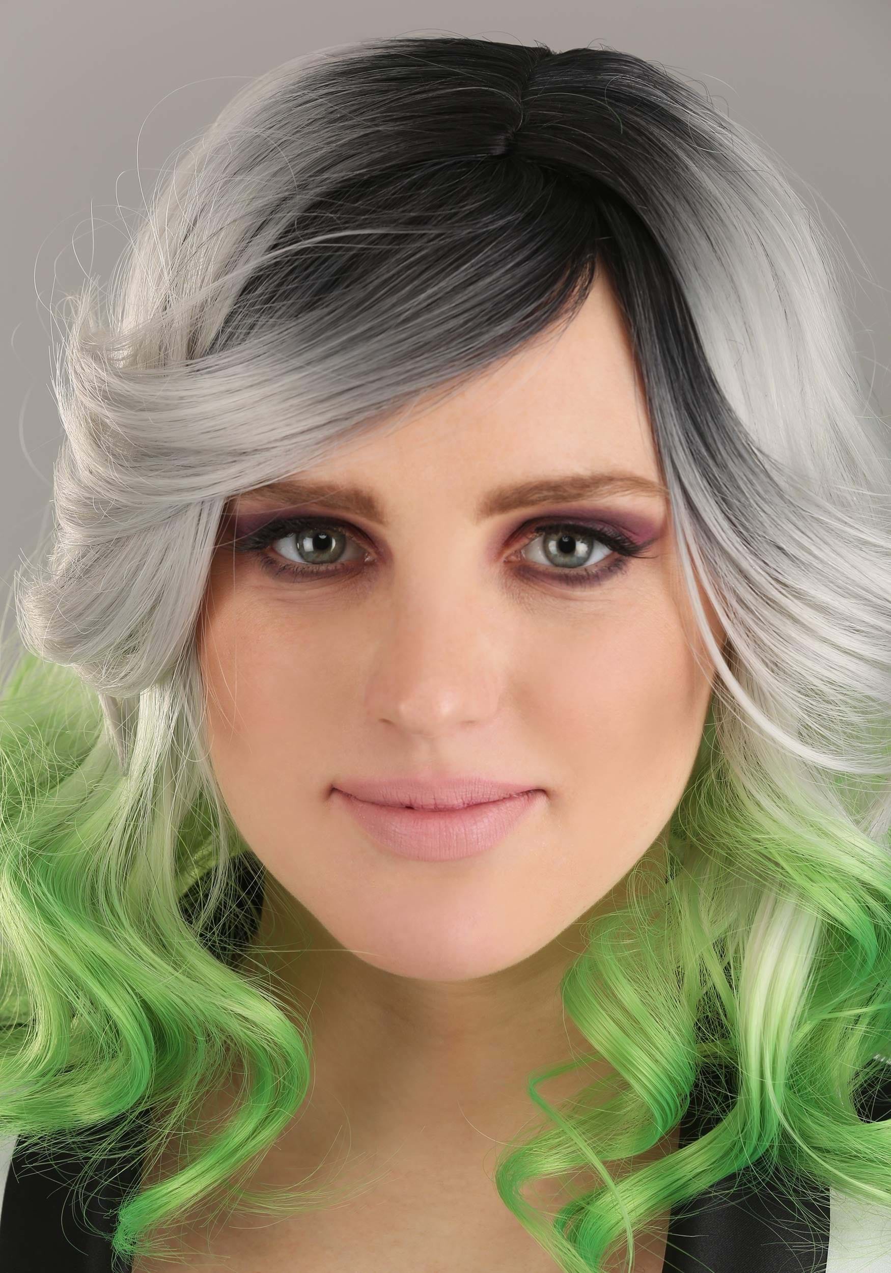 Grey and Green Ombre Wig for Women