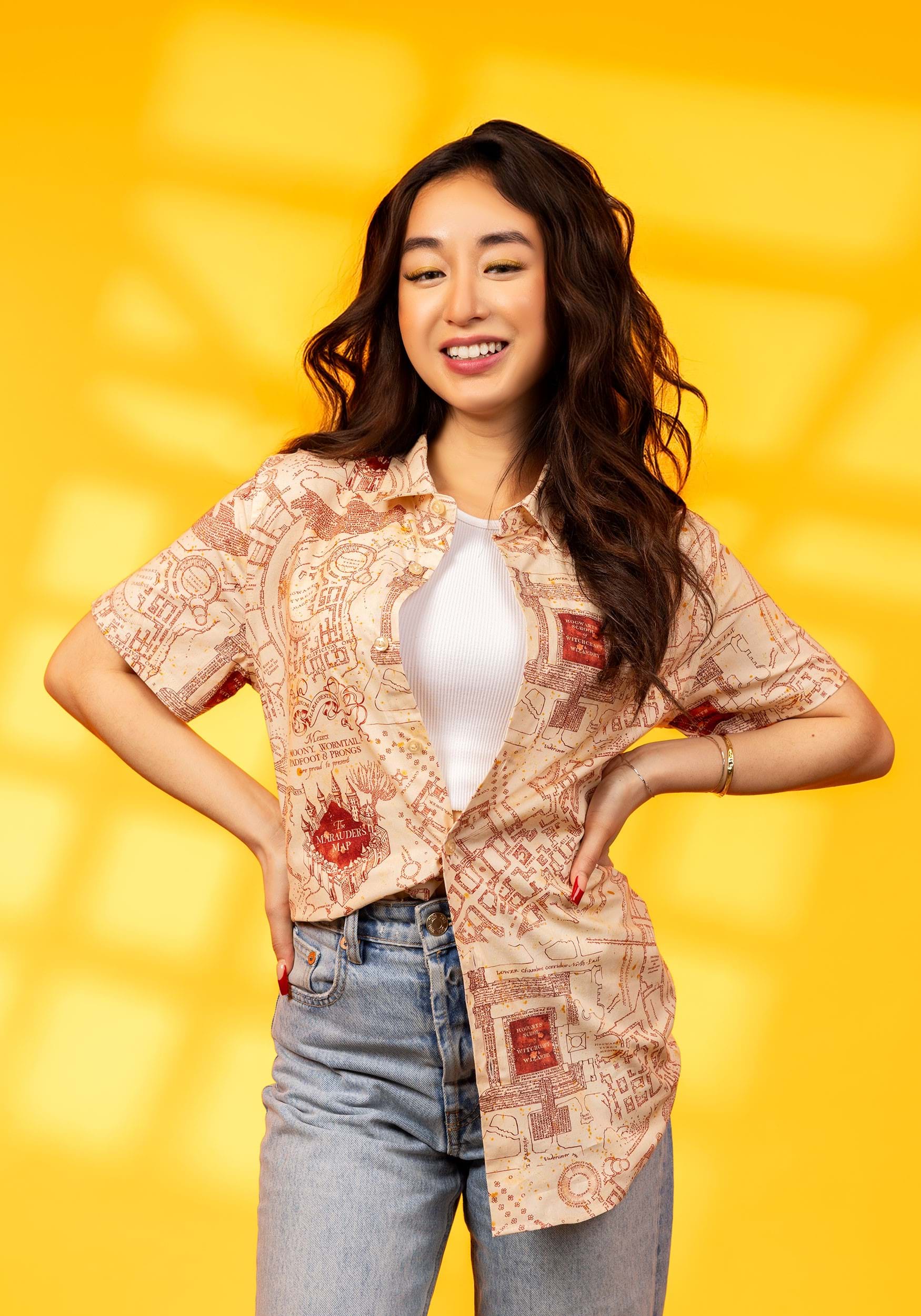 Adult Marauders Map Harry Potter Button Up Shirt