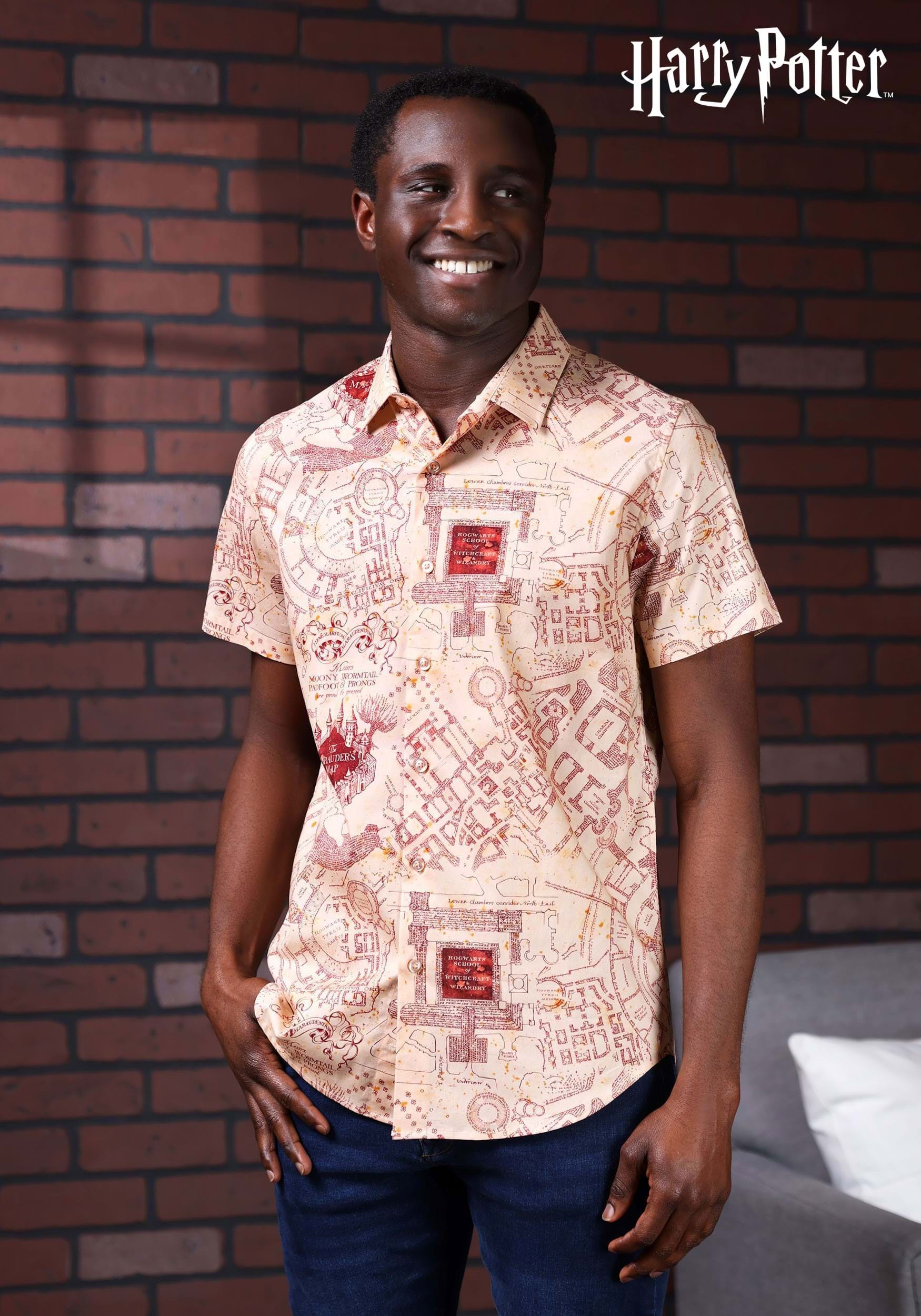 Adult Marauders Map Harry Potter Button Up Shirt