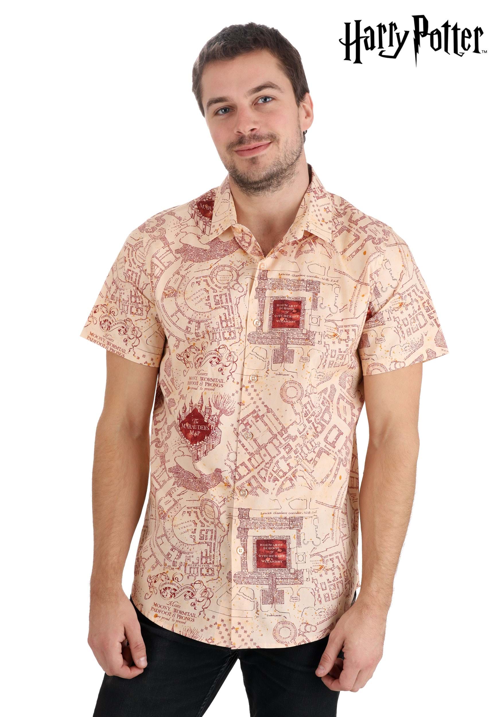 Adult Marauders Map Harry Potter Button Up Shirt