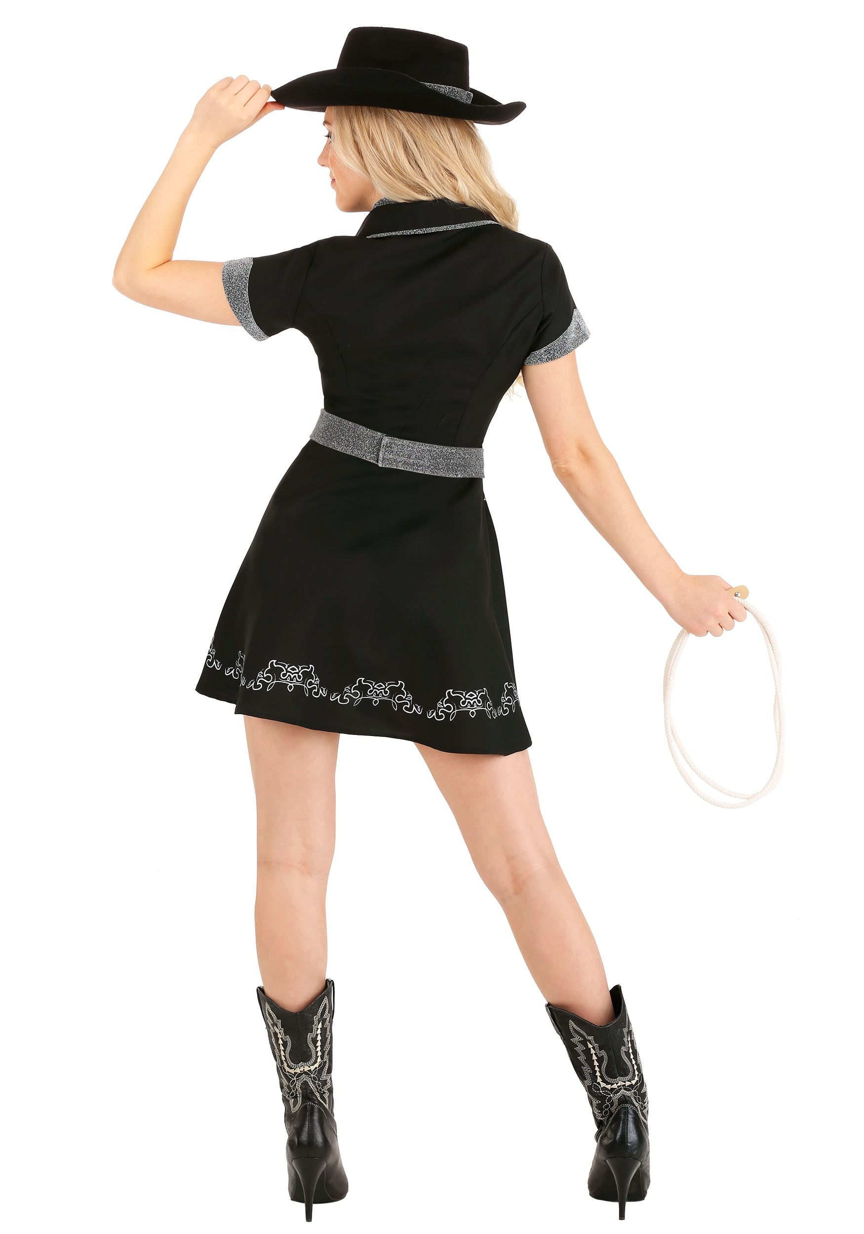 Women's Black Glitzy Cowgirl Costume