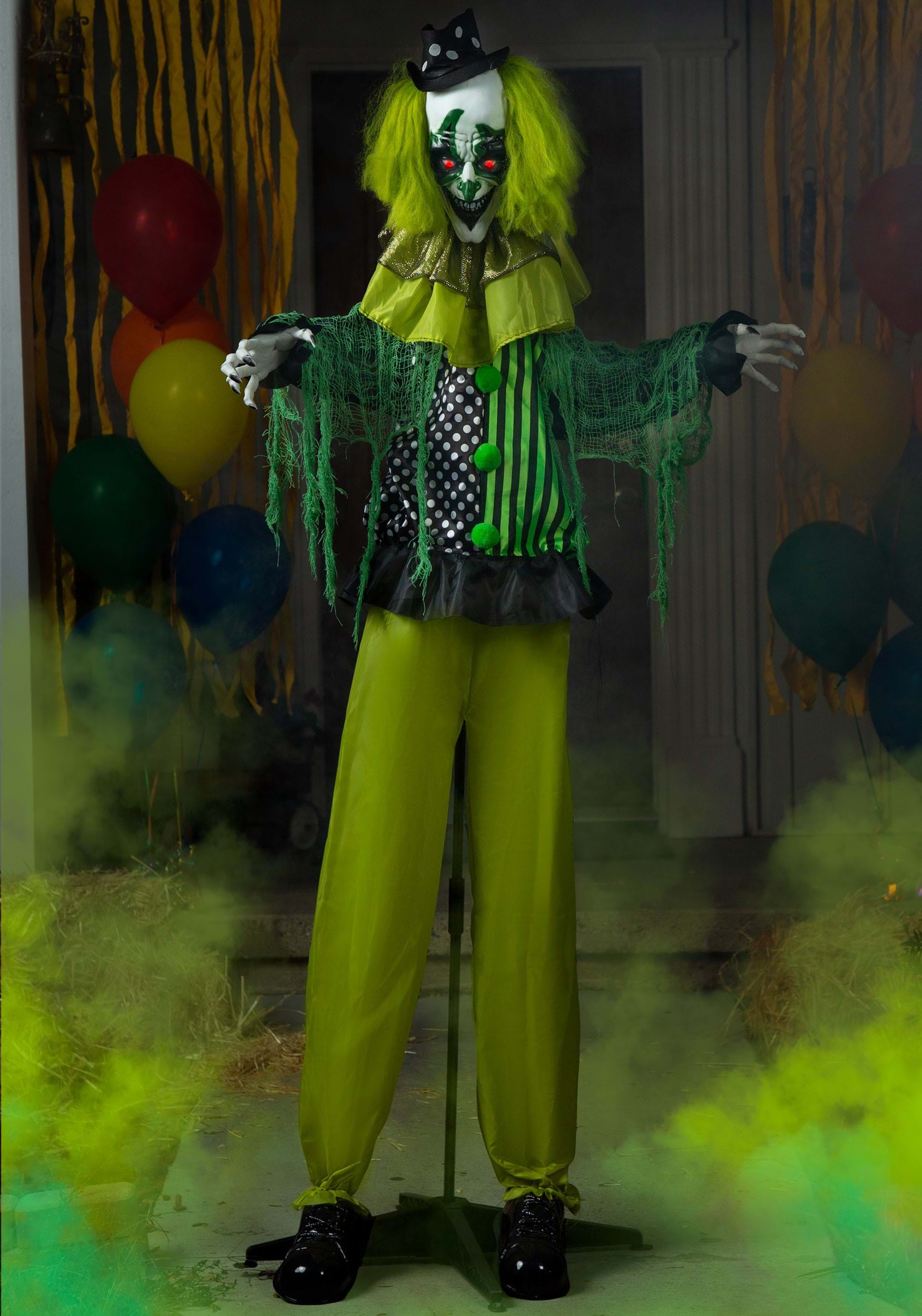 5.5FT Green Clown Animatronic Decoration - Scream Saver