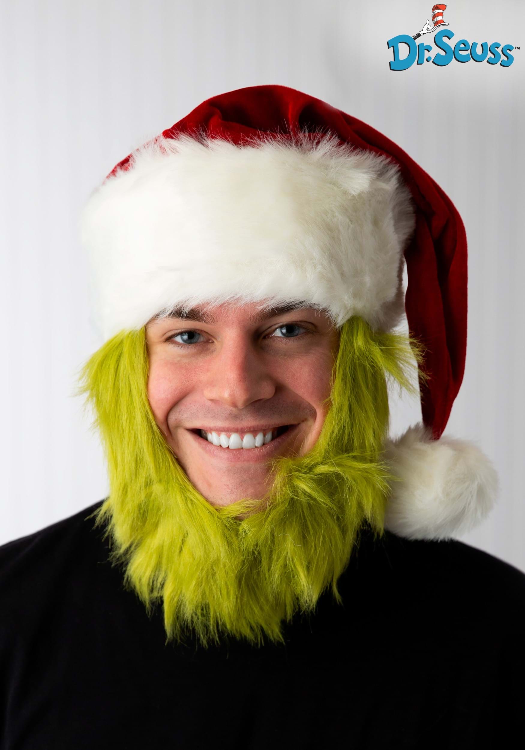 Mister Grinch Fur Beard with Costume Hat 1 Mister Grinch Fur Beard with Costume Hat