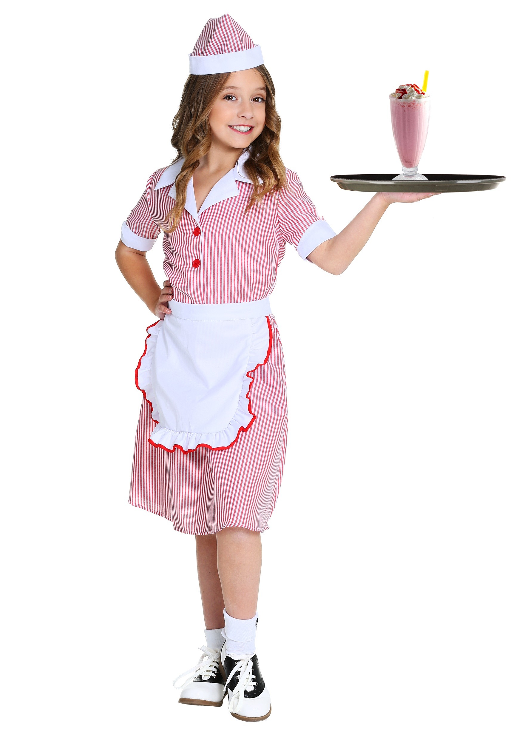 Girl's 50's Retro Car Hop Waitress Costume Dress
