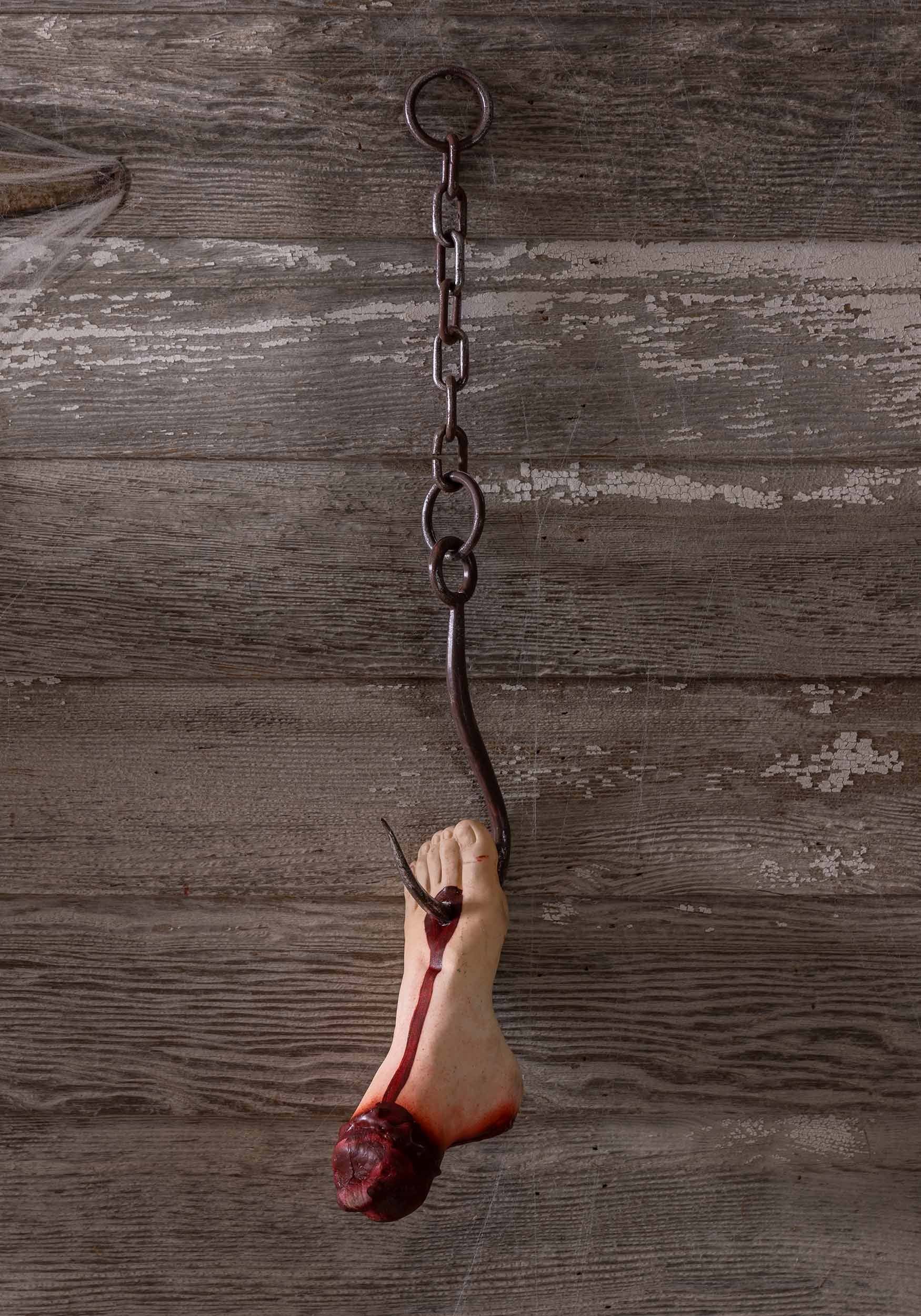 21-Inch Bloody Foot on Hook Decoration Prop