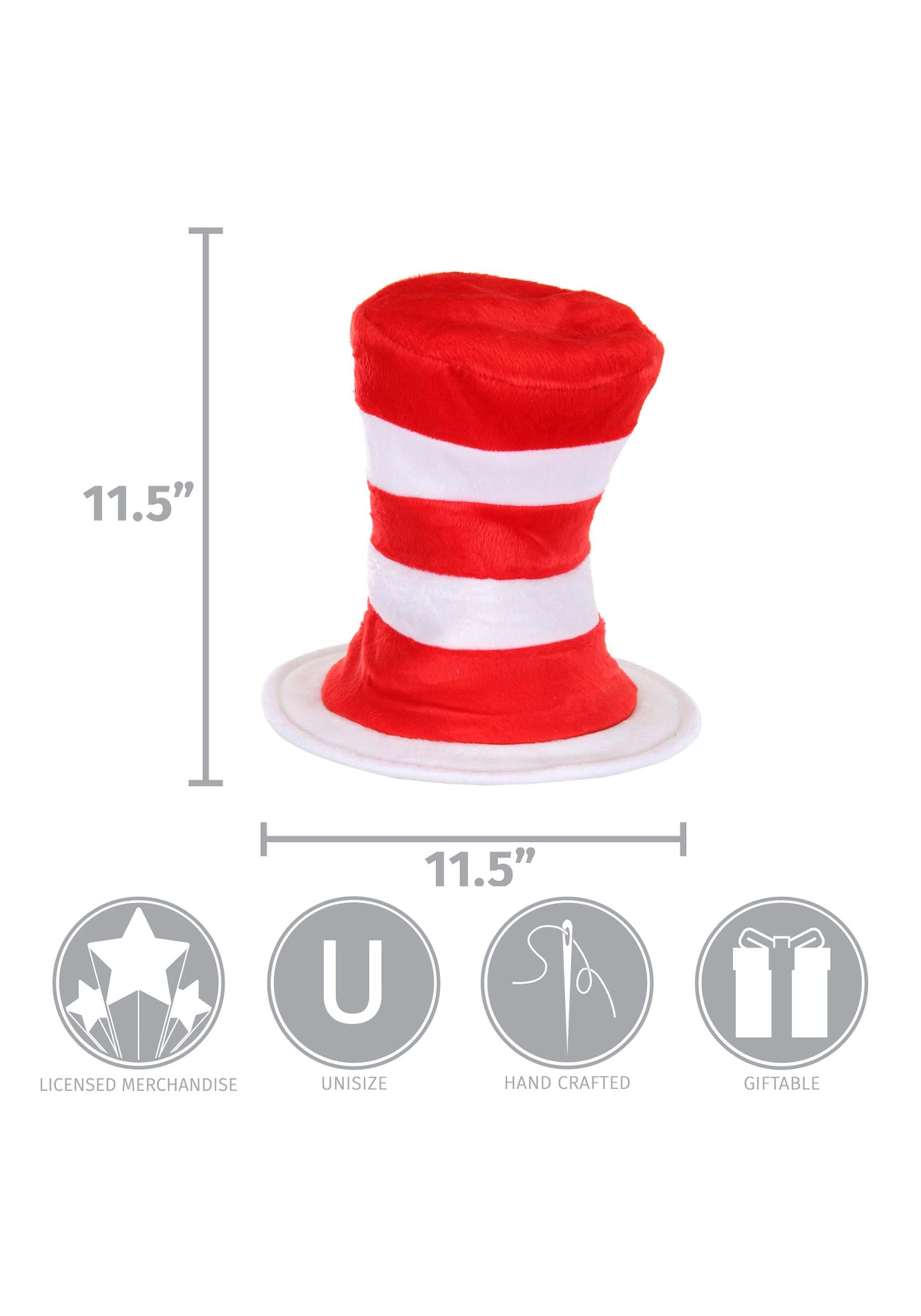 Dr. Seuss Deluxe Cat in the Hat Plush Velboa Costume Hat 7 Dr. Seuss Deluxe Cat in the Hat Plush Velboa Costume Hat