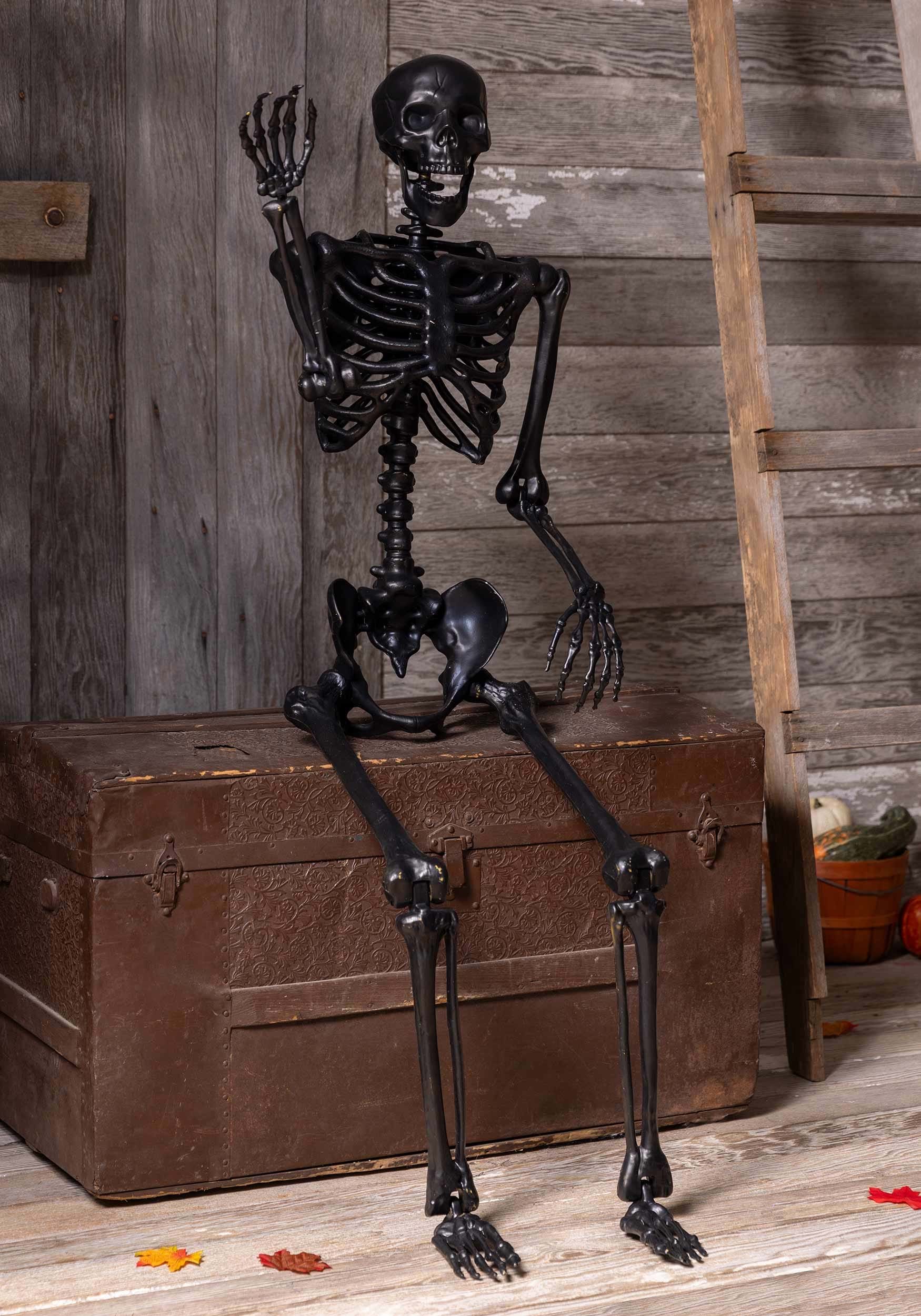 5FT Poseable Crazy Bones Skeleton in Black Decoration