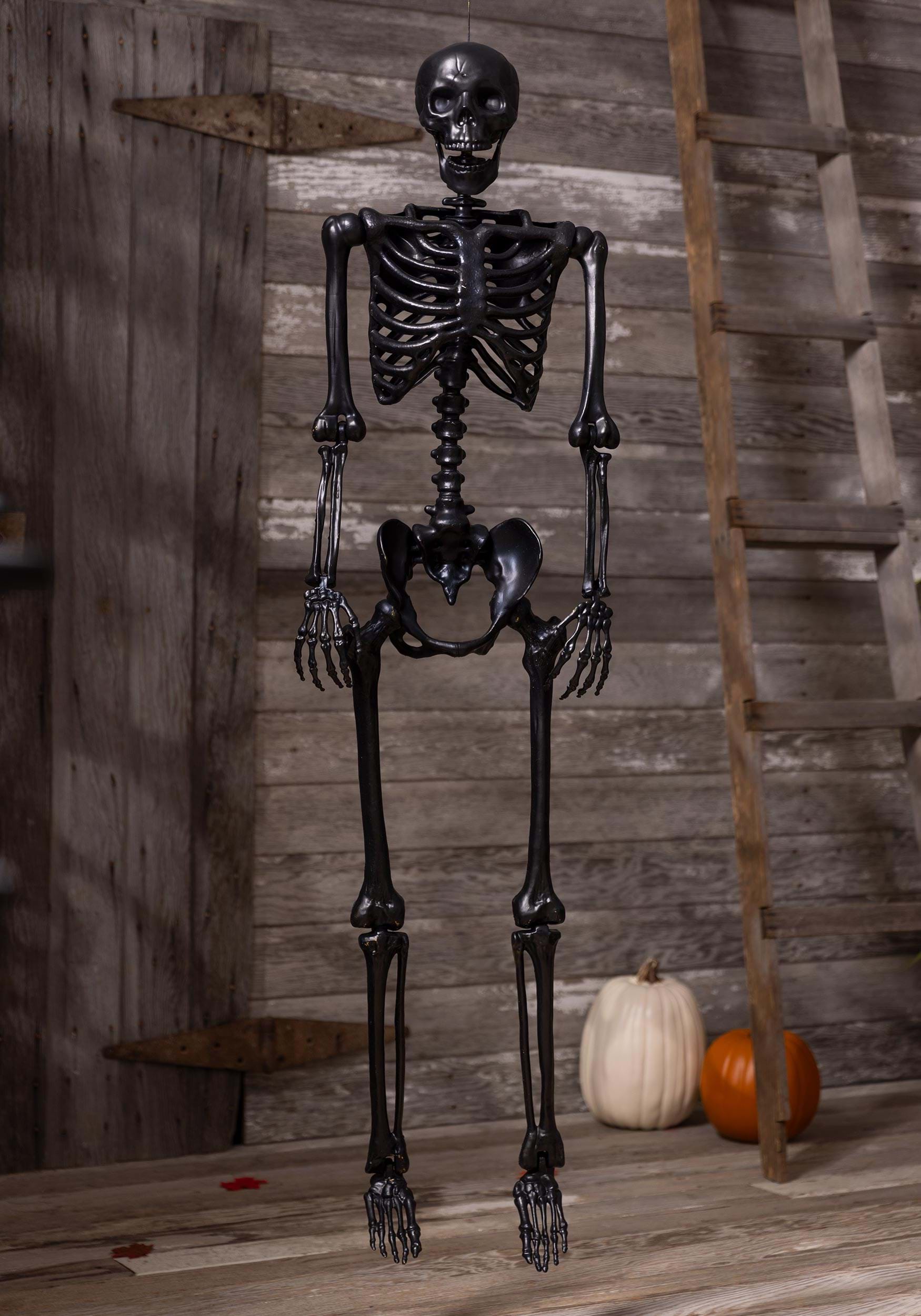 5FT Poseable Crazy Bones Skeleton in Black Decoration