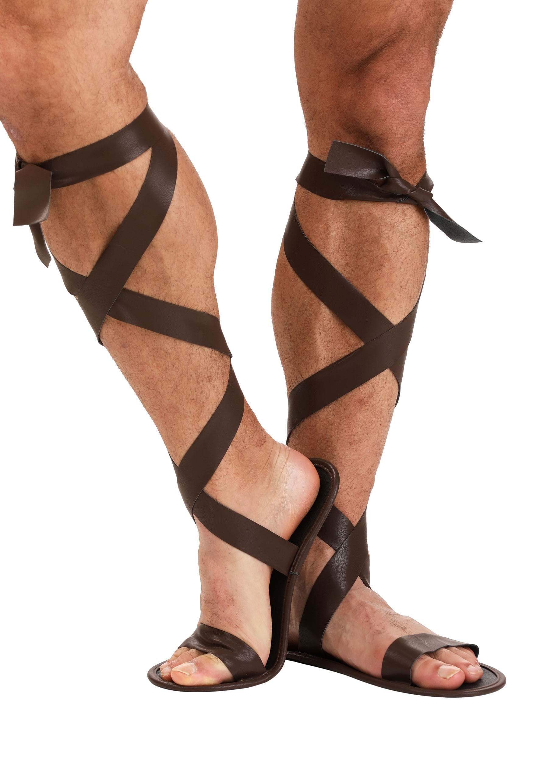 Classic Roman Brown Costume Sandals for Adults