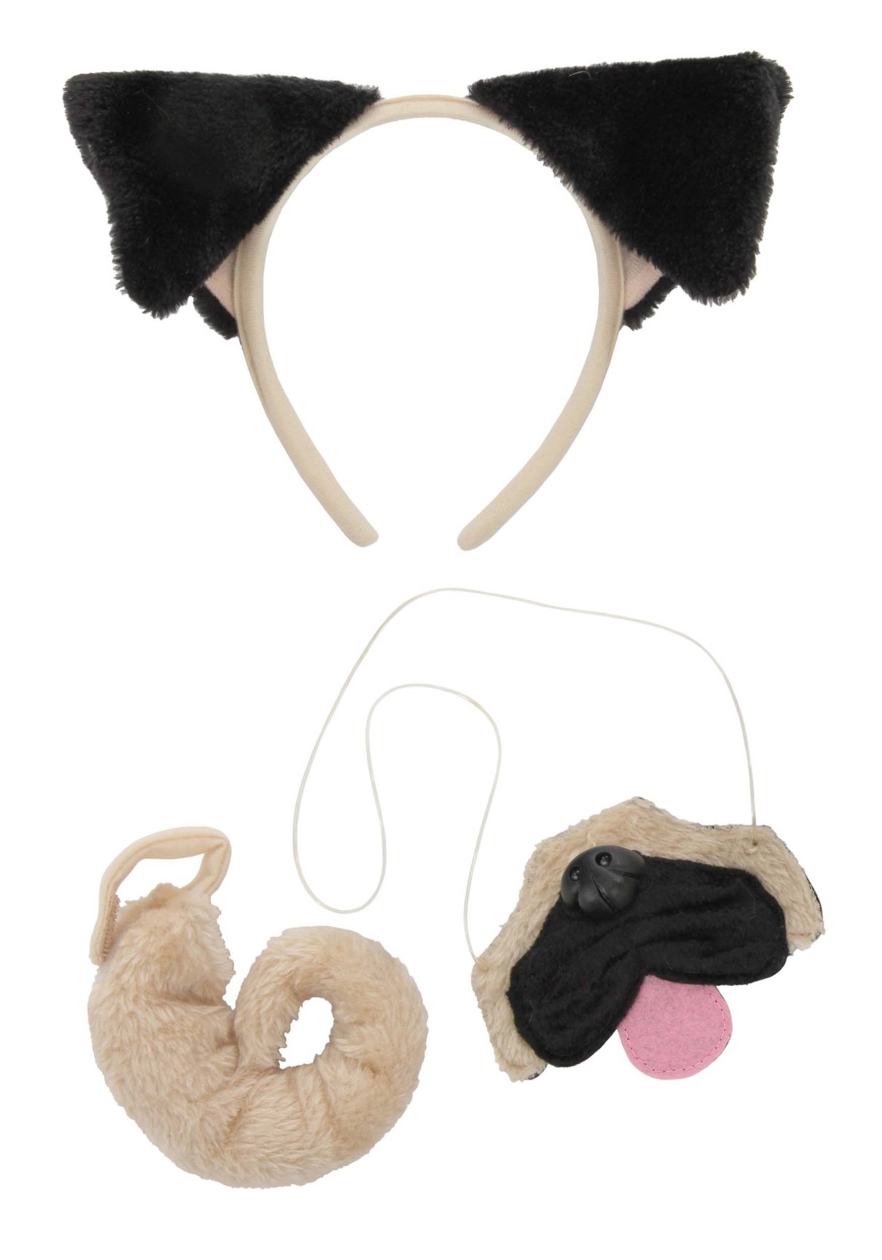 Pug Ears Headband Nose and Tail Costume Kit