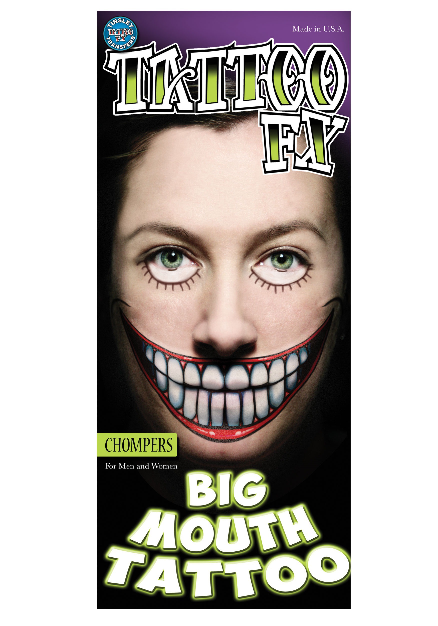 Chompers Temporary Big Mouth Tattoo 1 Chompers Temporary Big Mouth Tattoo