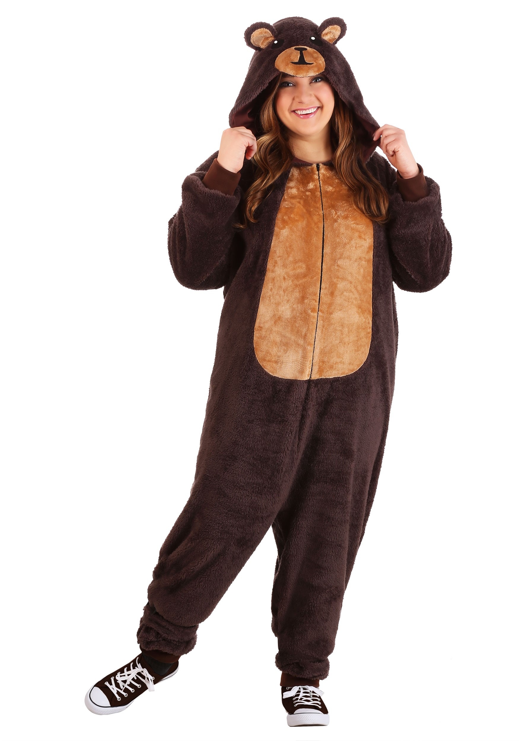Plus Size Adult Brown Bear Onesie Costume