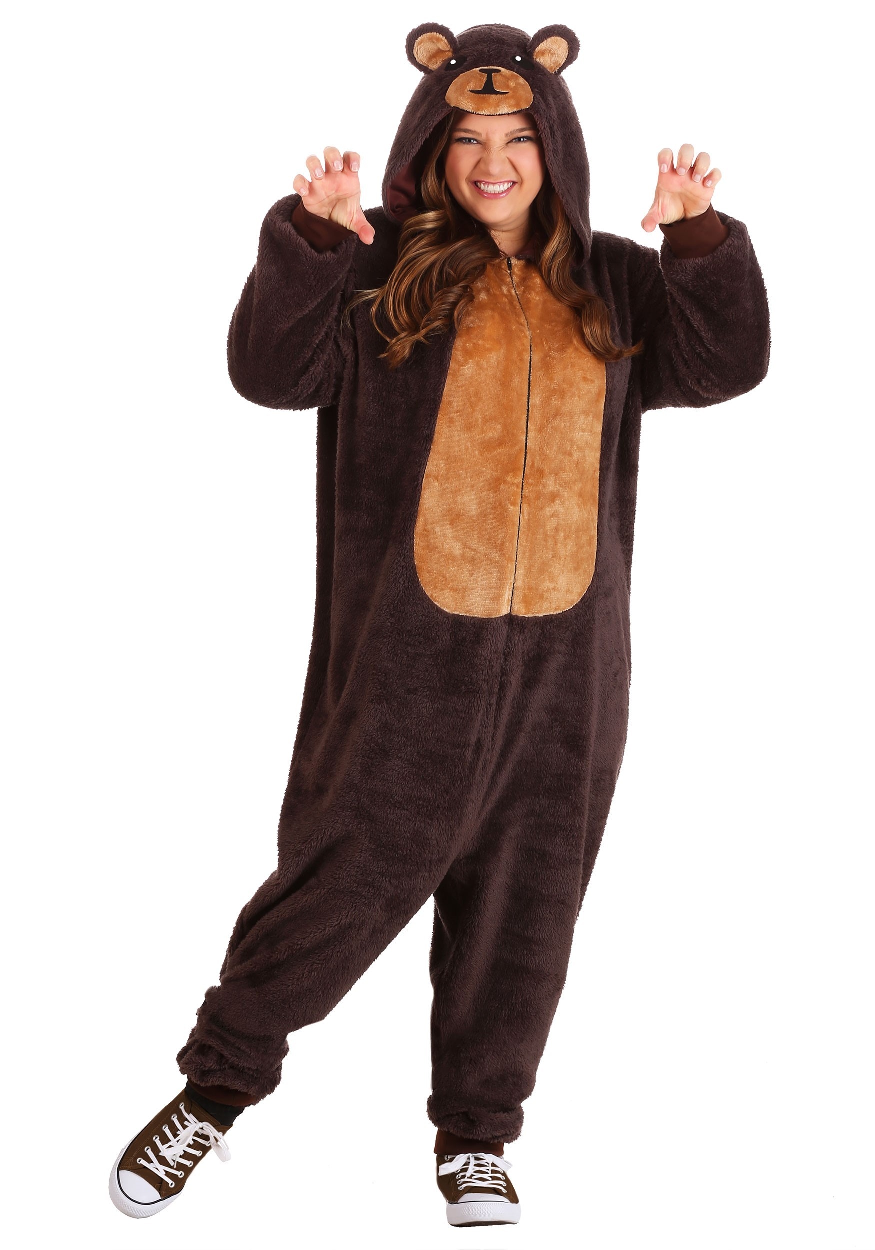 Plus Size Adult Brown Bear Onesie Costume