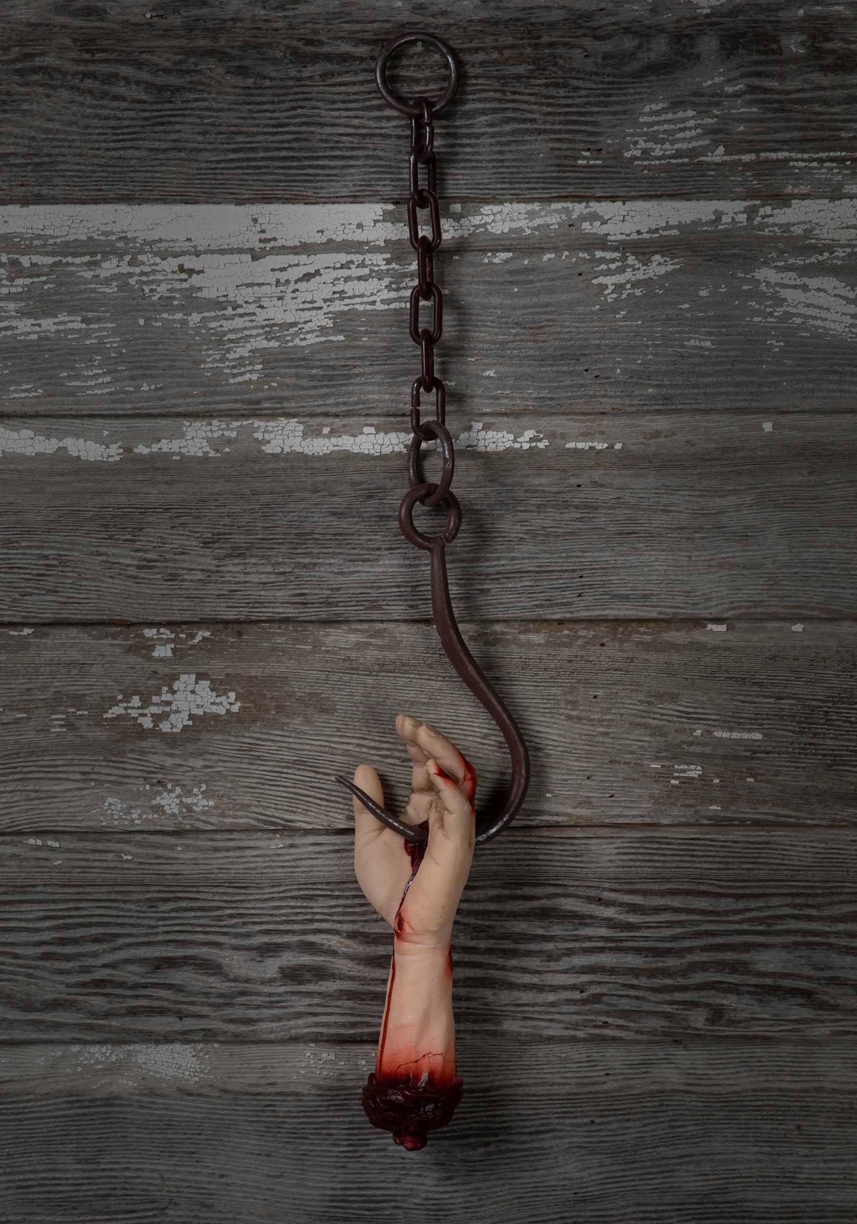 21-Inch Bloody Hand on Hook Halloween Decoration