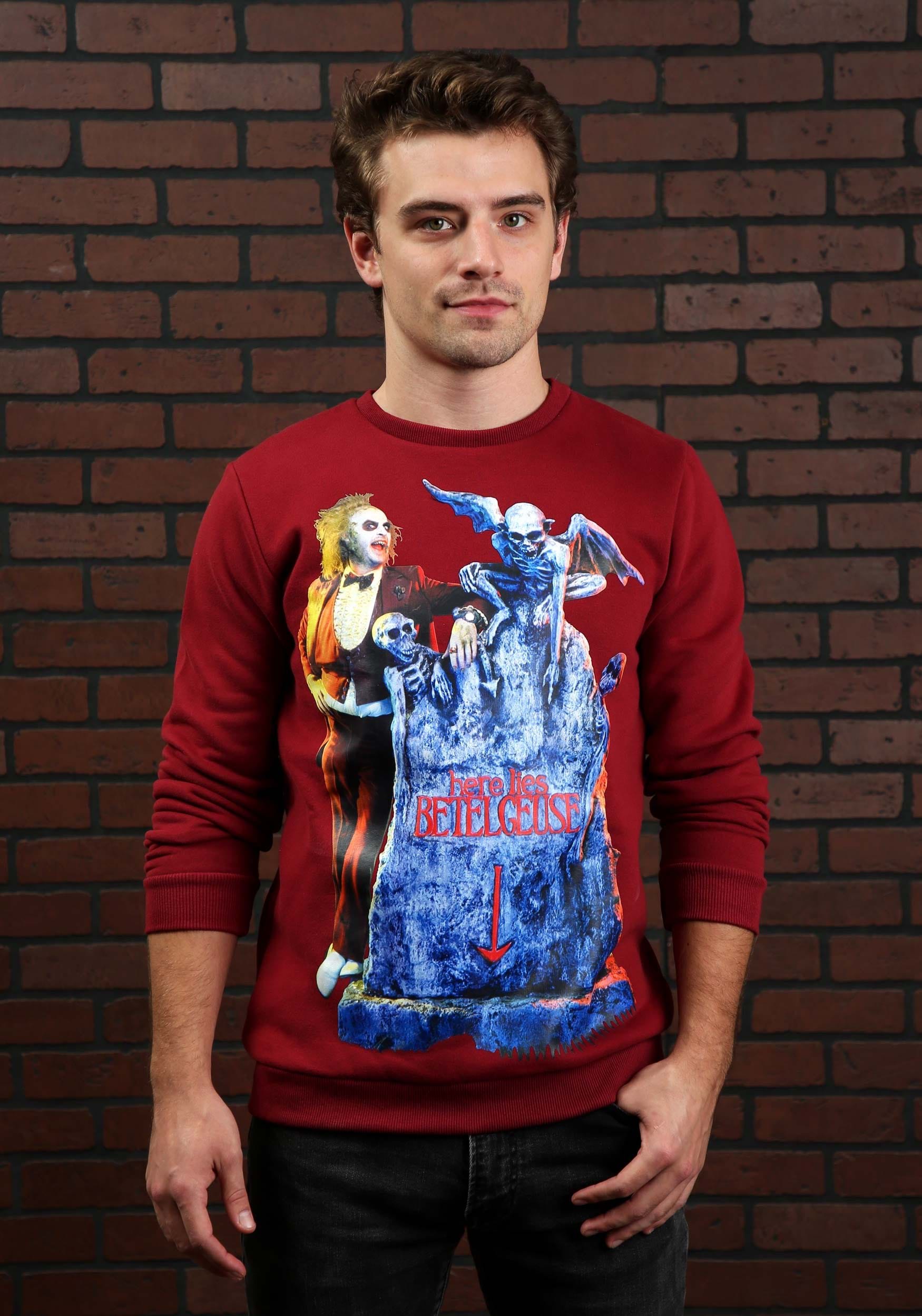 Cakeworthy Beetlejuice Tombstone Crew Neck Adult Sweater