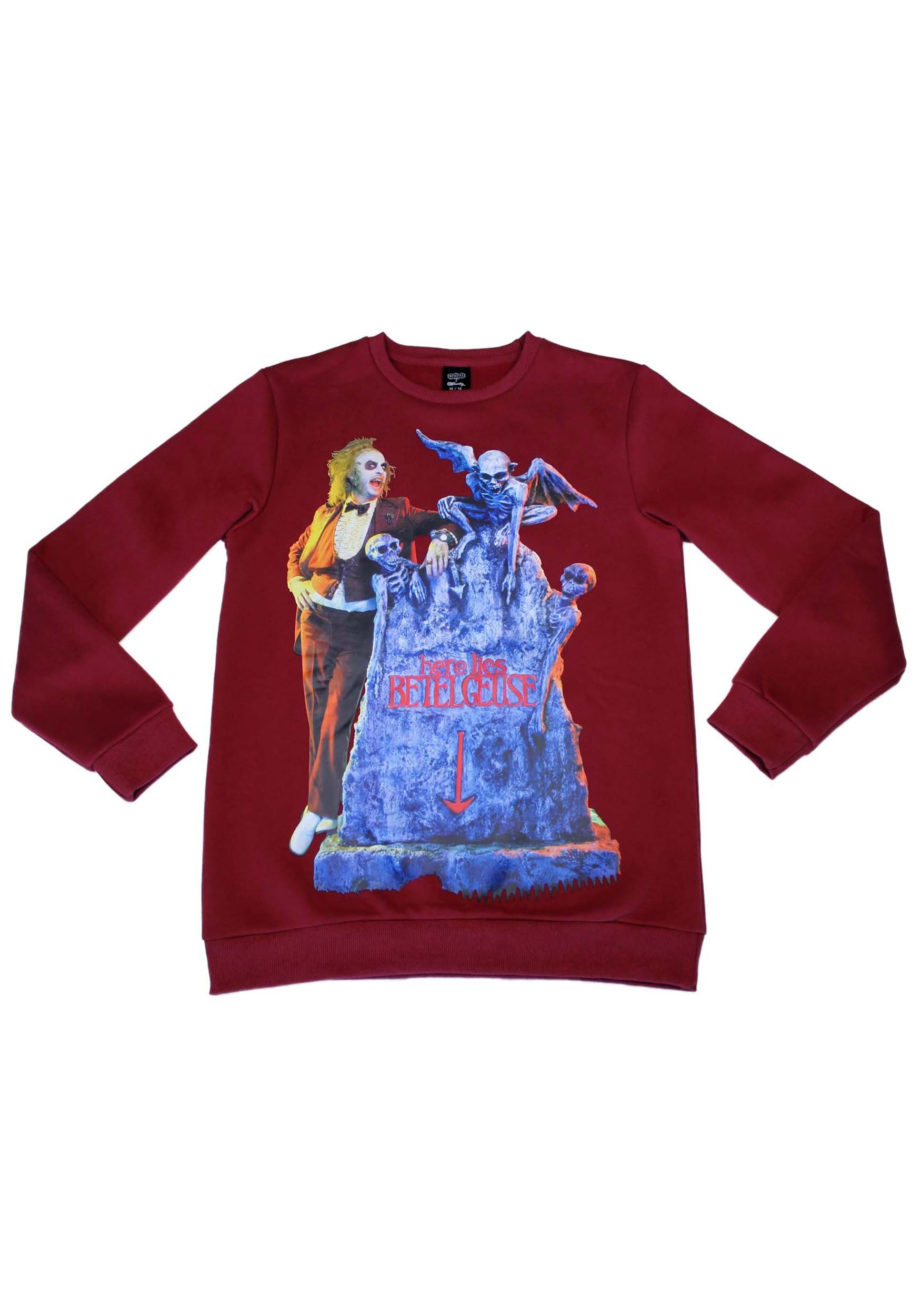 Cakeworthy Beetlejuice Tombstone Crew Neck Adult Sweater