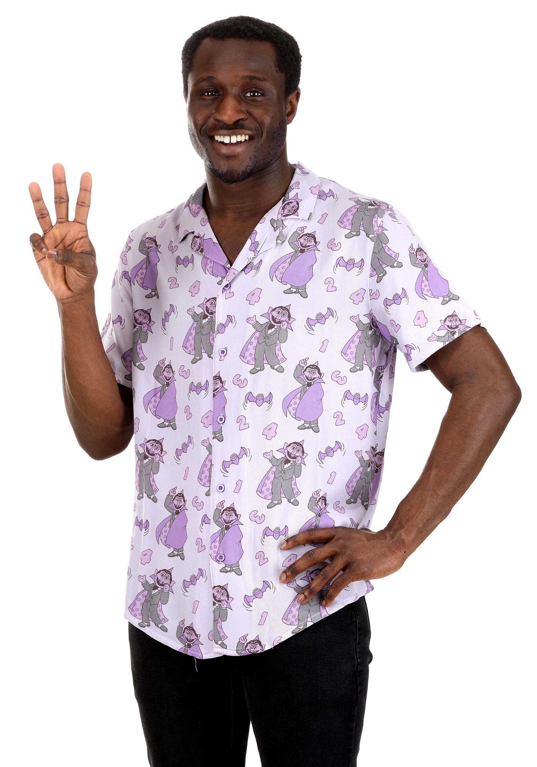 Cakeworthy Sesame Street The Count Co-ord Button Up Shirt for Adults