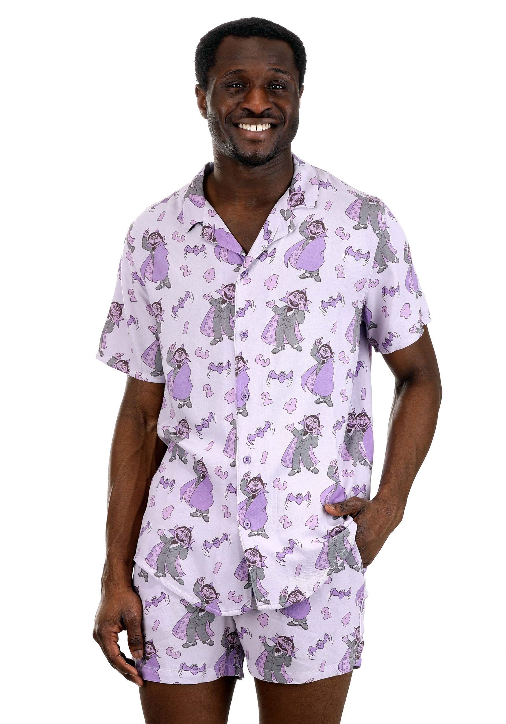 Cakeworthy Sesame Street The Count Co-ord Button Up Shirt for Adults