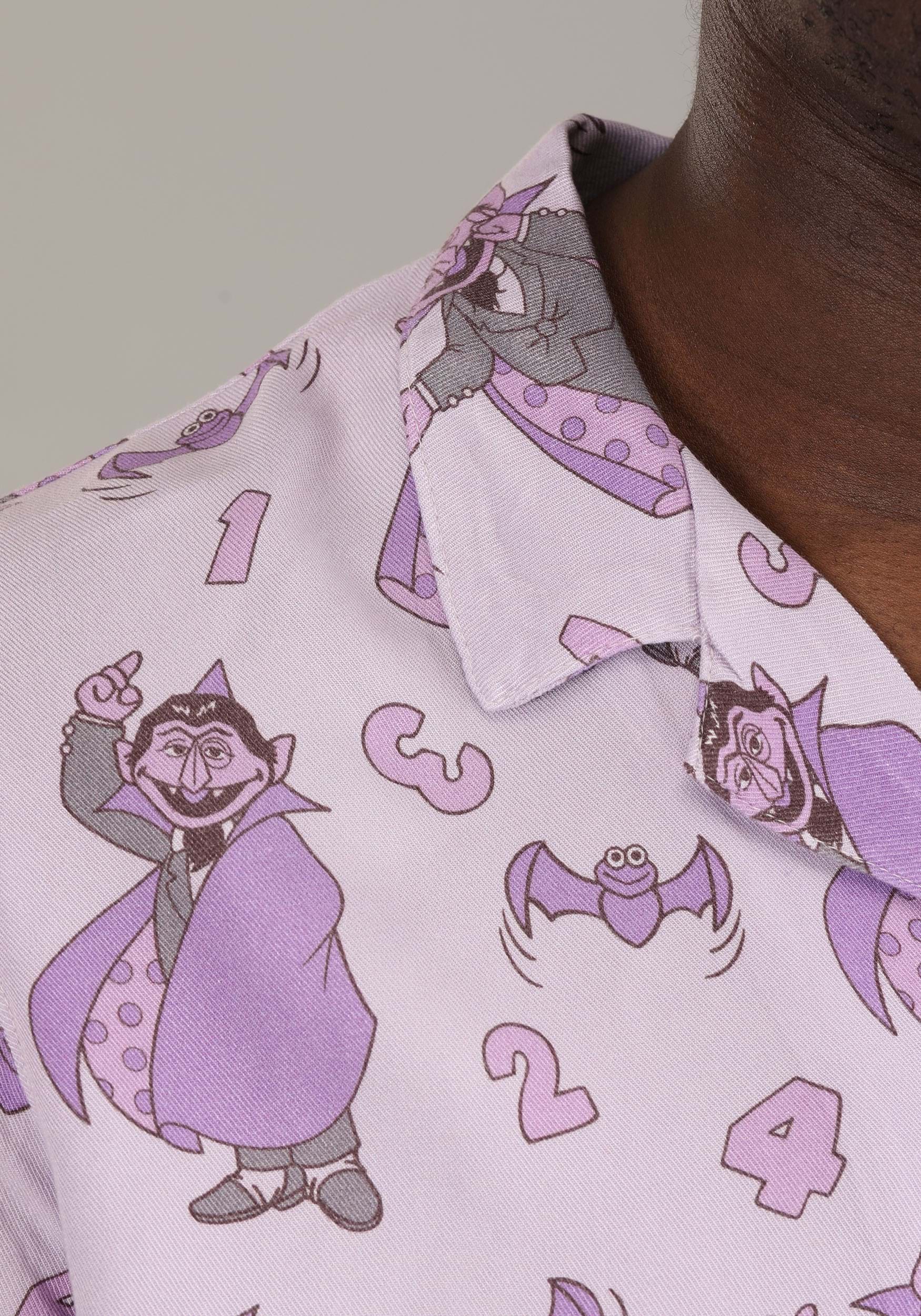 Cakeworthy Sesame Street The Count Co-ord Button Up Shirt for Adults 3 Cakeworthy Sesame Street The Count Co-ord Button Up Shirt for Adults