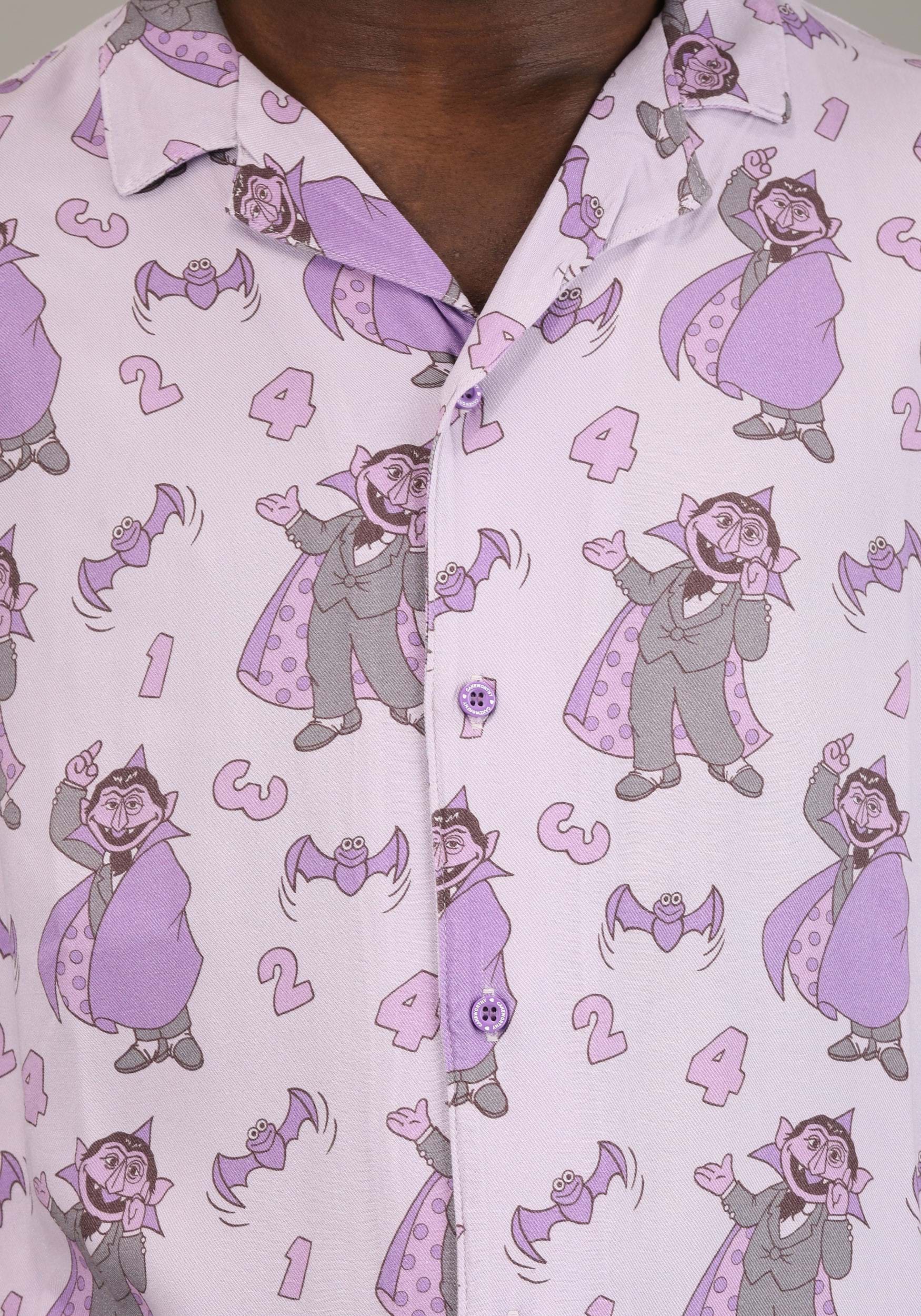 Cakeworthy Sesame Street The Count Co-ord Button Up Shirt for Adults 4 Cakeworthy Sesame Street The Count Co-ord Button Up Shirt for Adults