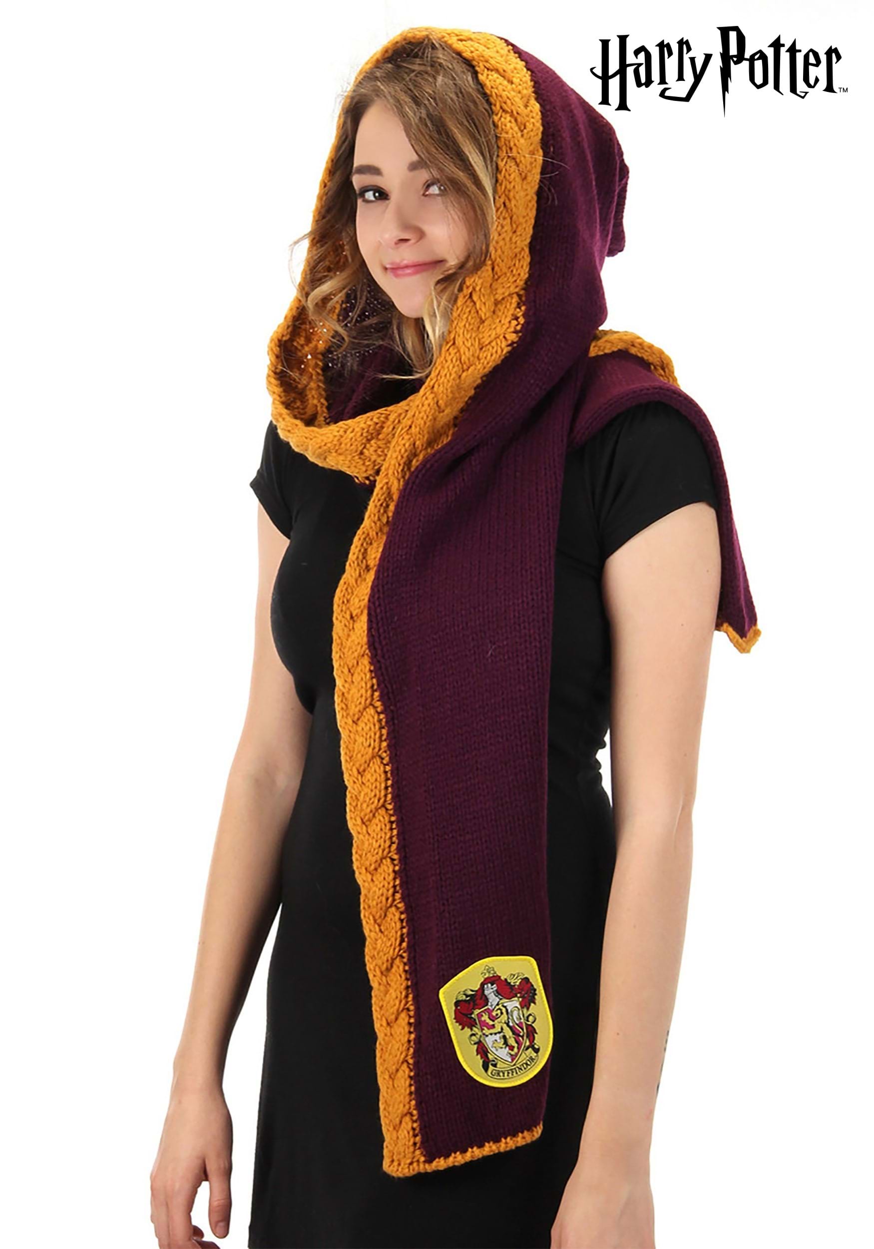 Knit Maroon and Gold Gryffindor Costume Hood 1 Knit Maroon and Gold Gryffindor Costume Hood