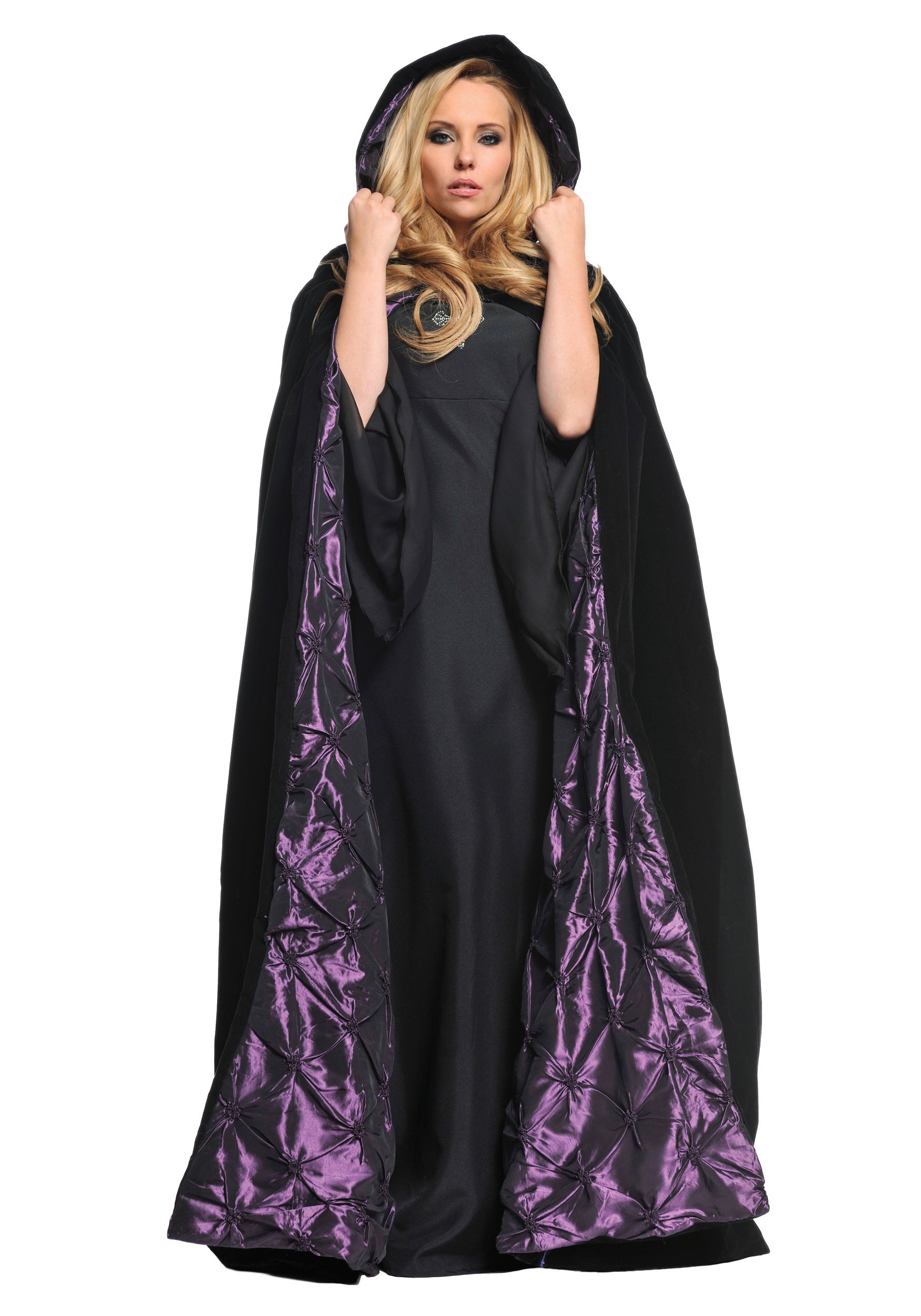 Adult Deluxe Velvet Cape with Purple Satin Lining