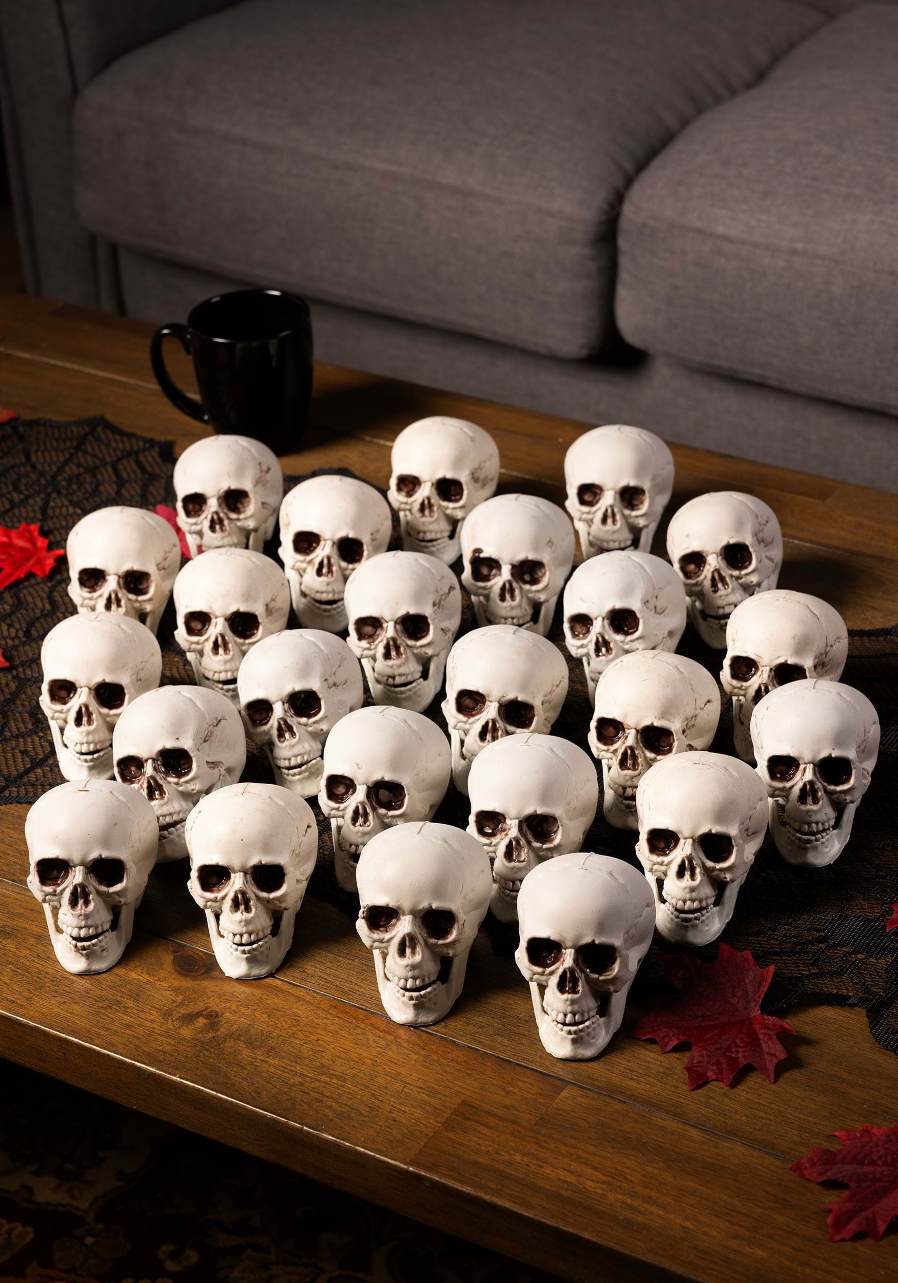4-Inch Skulls Bag of 24 Halloween Decoration