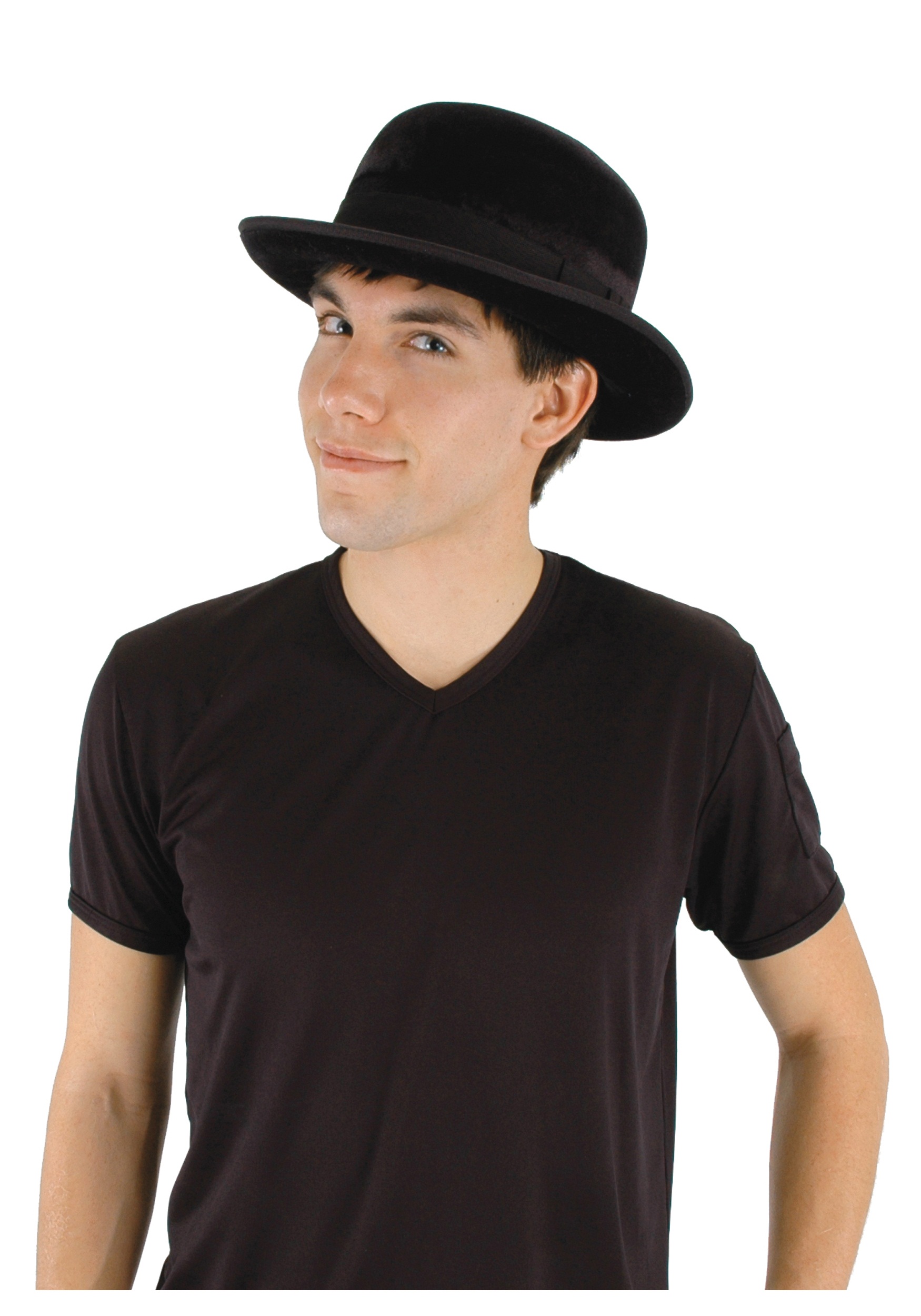 Black Velour Bowler Hat for Men 1 Black Velour Bowler Hat for Men