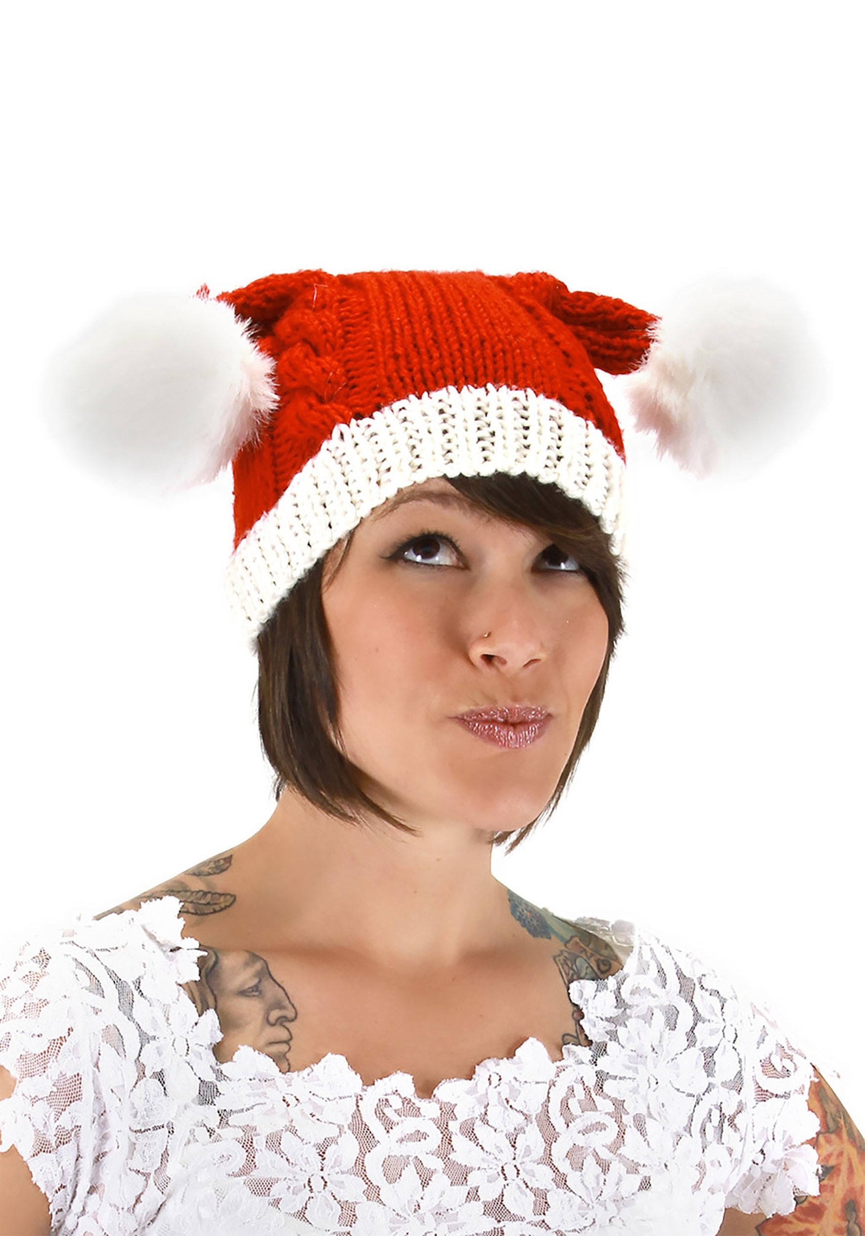 Christmas Santa Adult Red Knit Hat