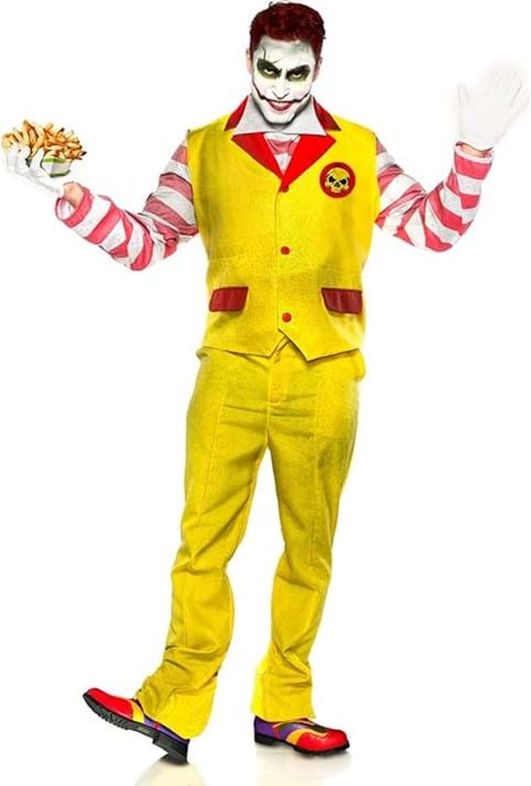 Men's Evil Fast Food Clown Costume 2 Men's Evil Fast Food Clown Costume