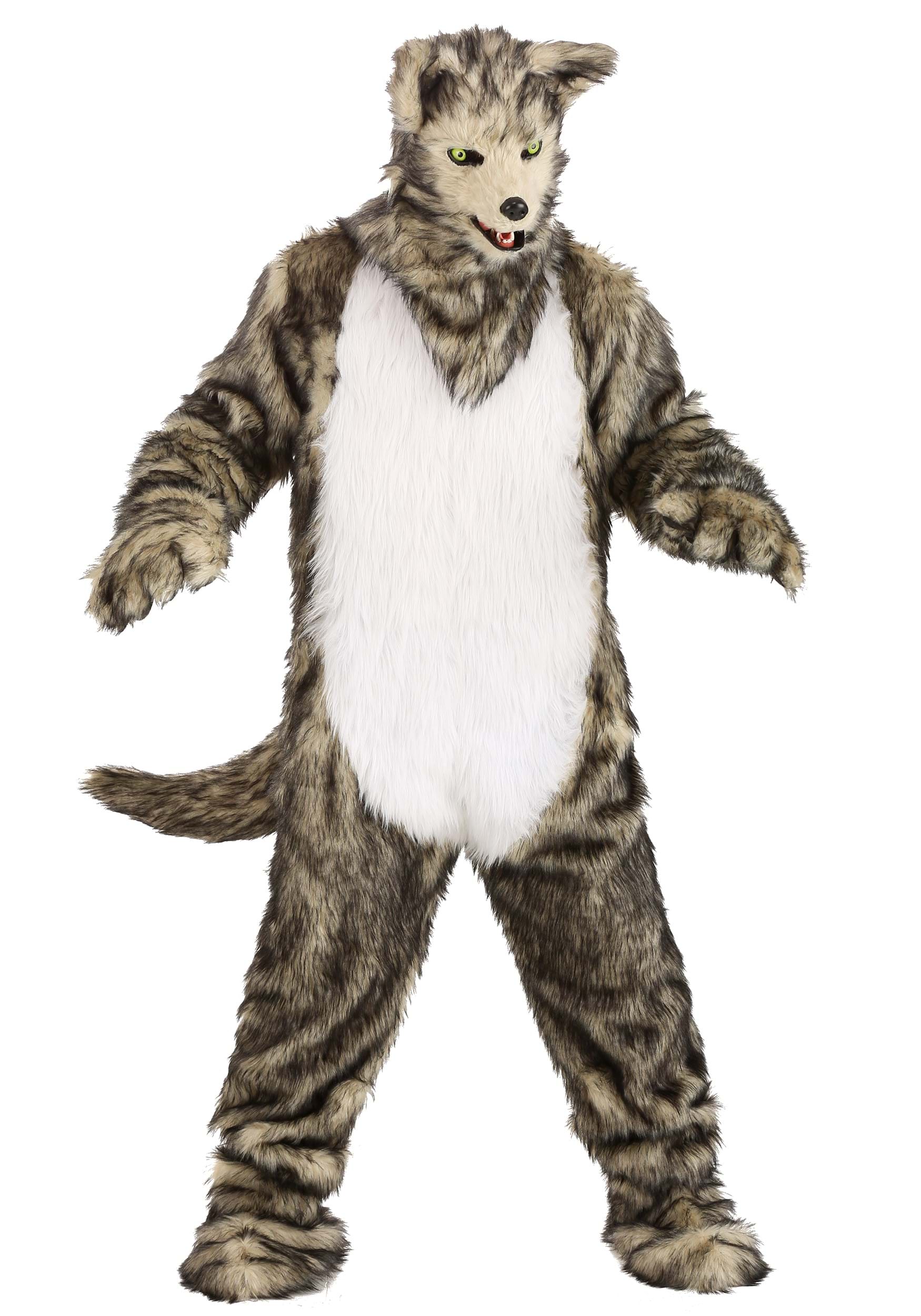 Adult Wolf Costume w/ Mouth Mover Mask