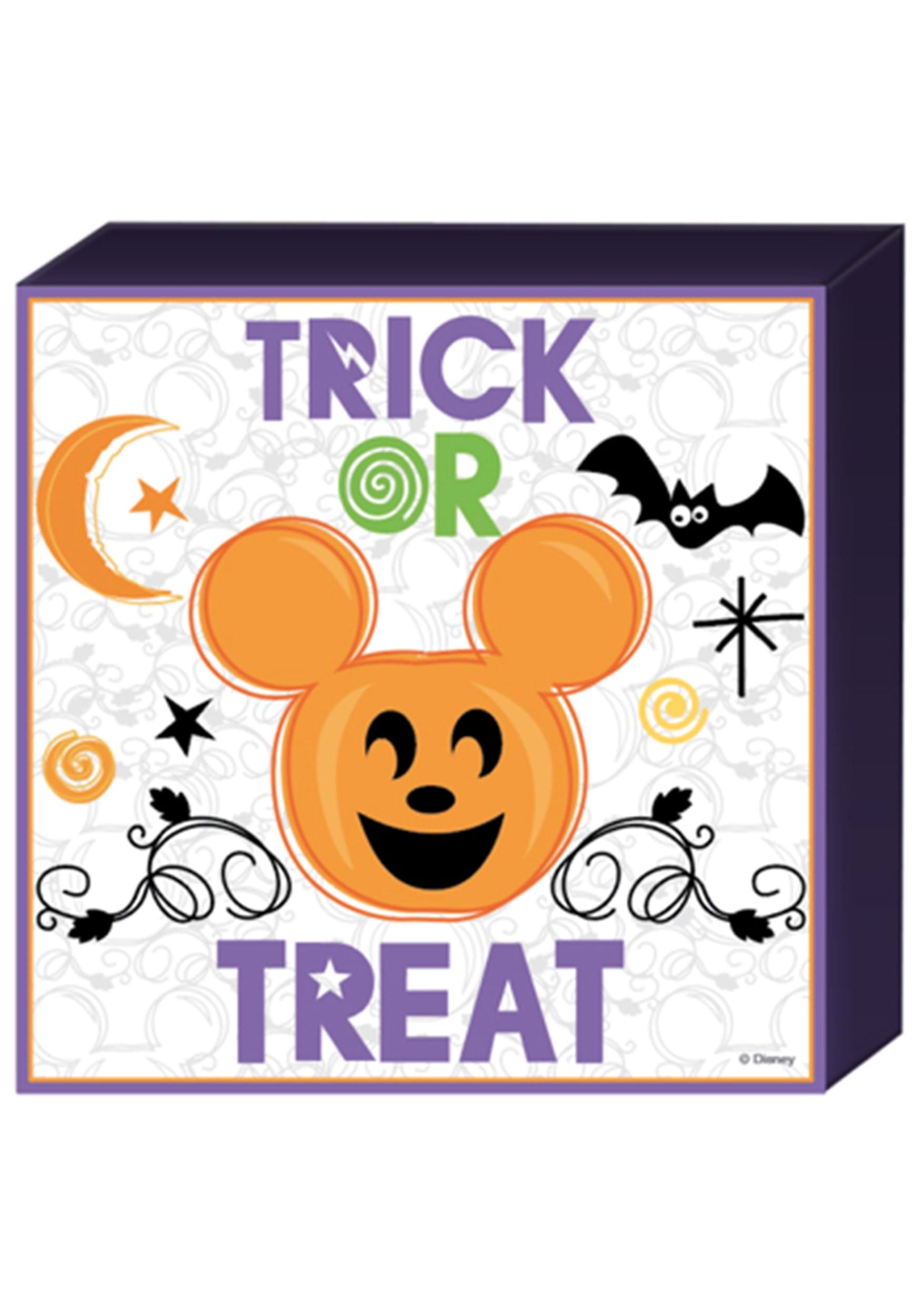 6-Inch Disney Mickey Pumpkin Trick or Treat Wooden Box Halloween Sign Decoration