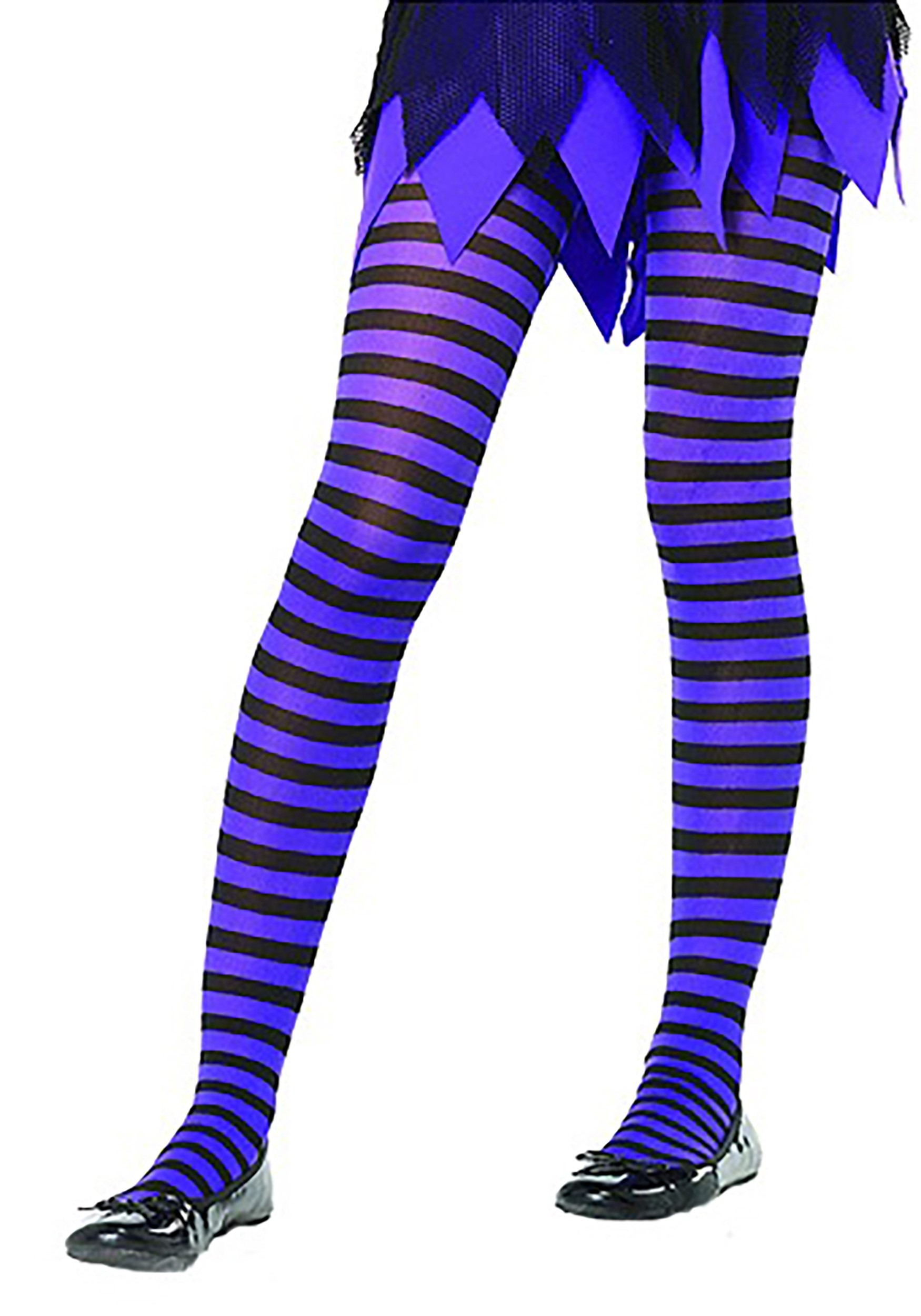 Kid's Black and Purple Stripes Tights