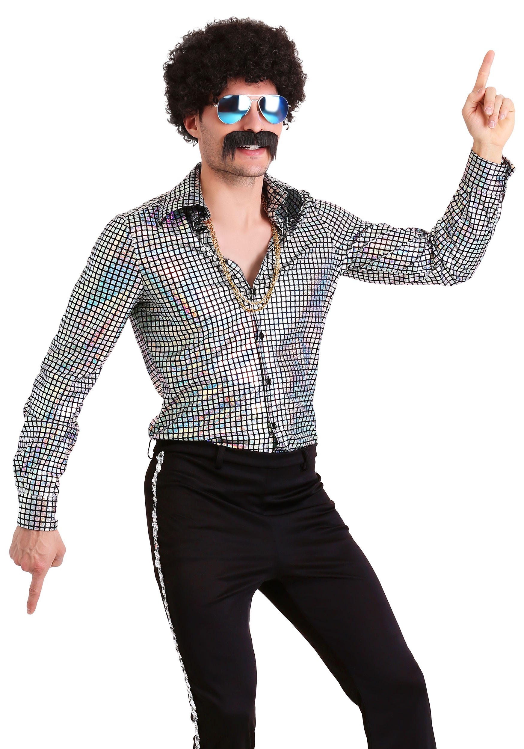 Plus Size Men's Disco Ball Costume Shirt 1 Plus Size Men's Disco Ball Costume Shirt