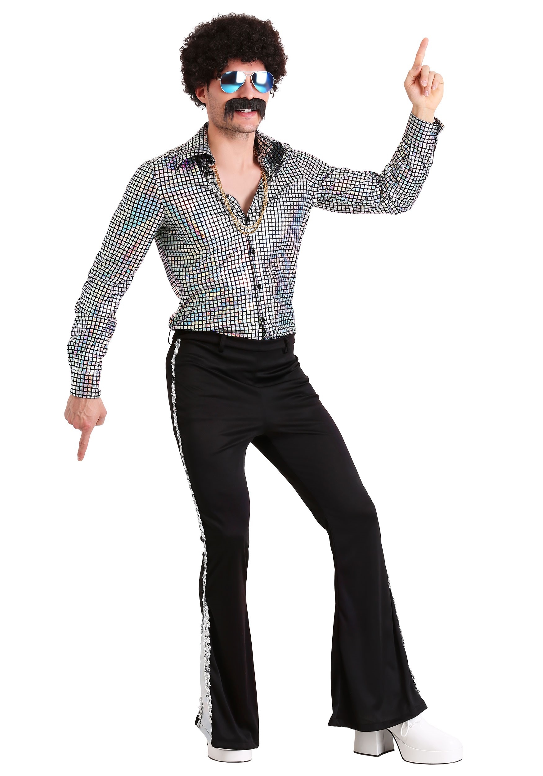 Plus Size Men's Disco Ball Costume Shirt 2 Plus Size Men's Disco Ball Costume Shirt