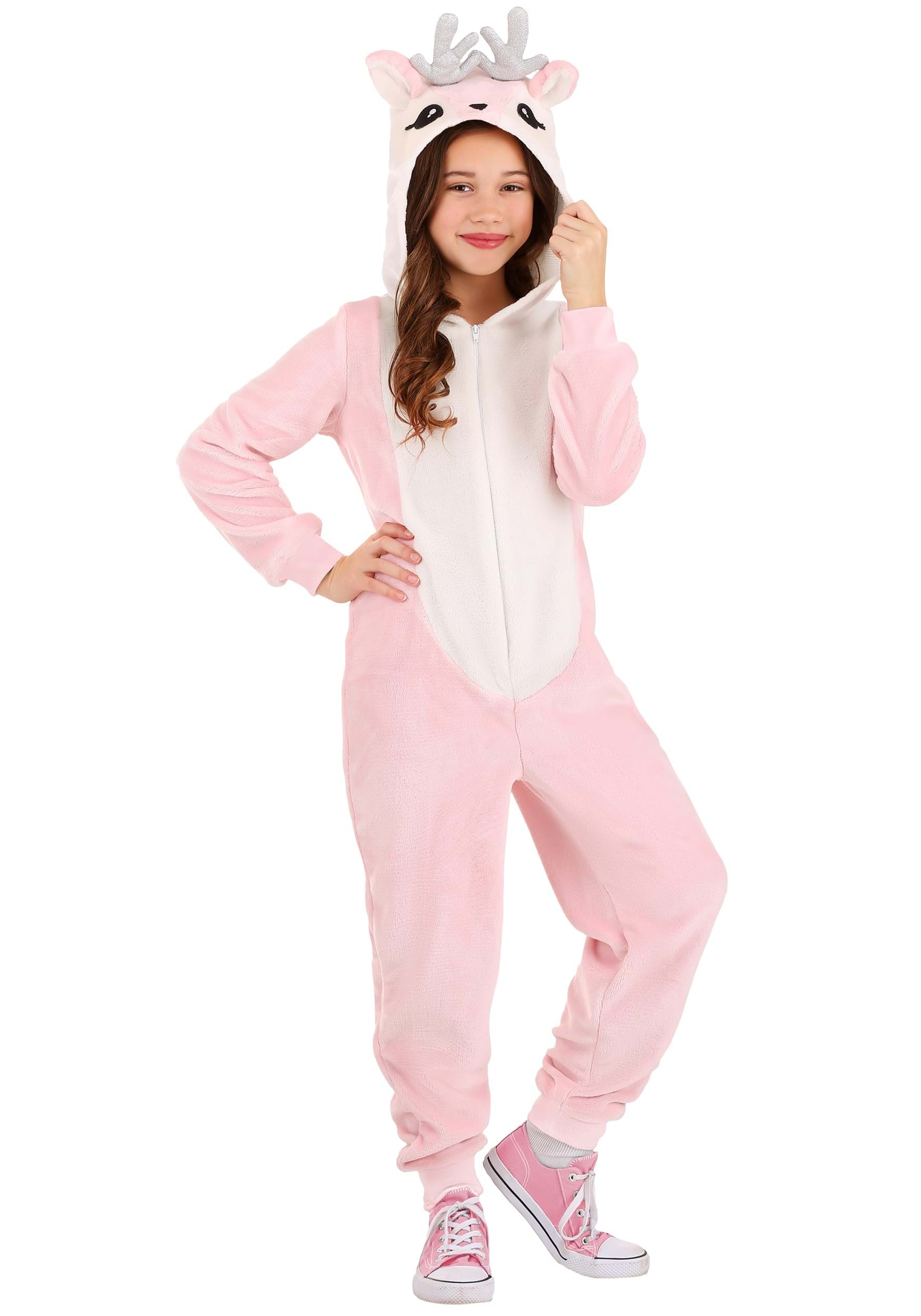 Girl's Pink Deer Hooded Costume