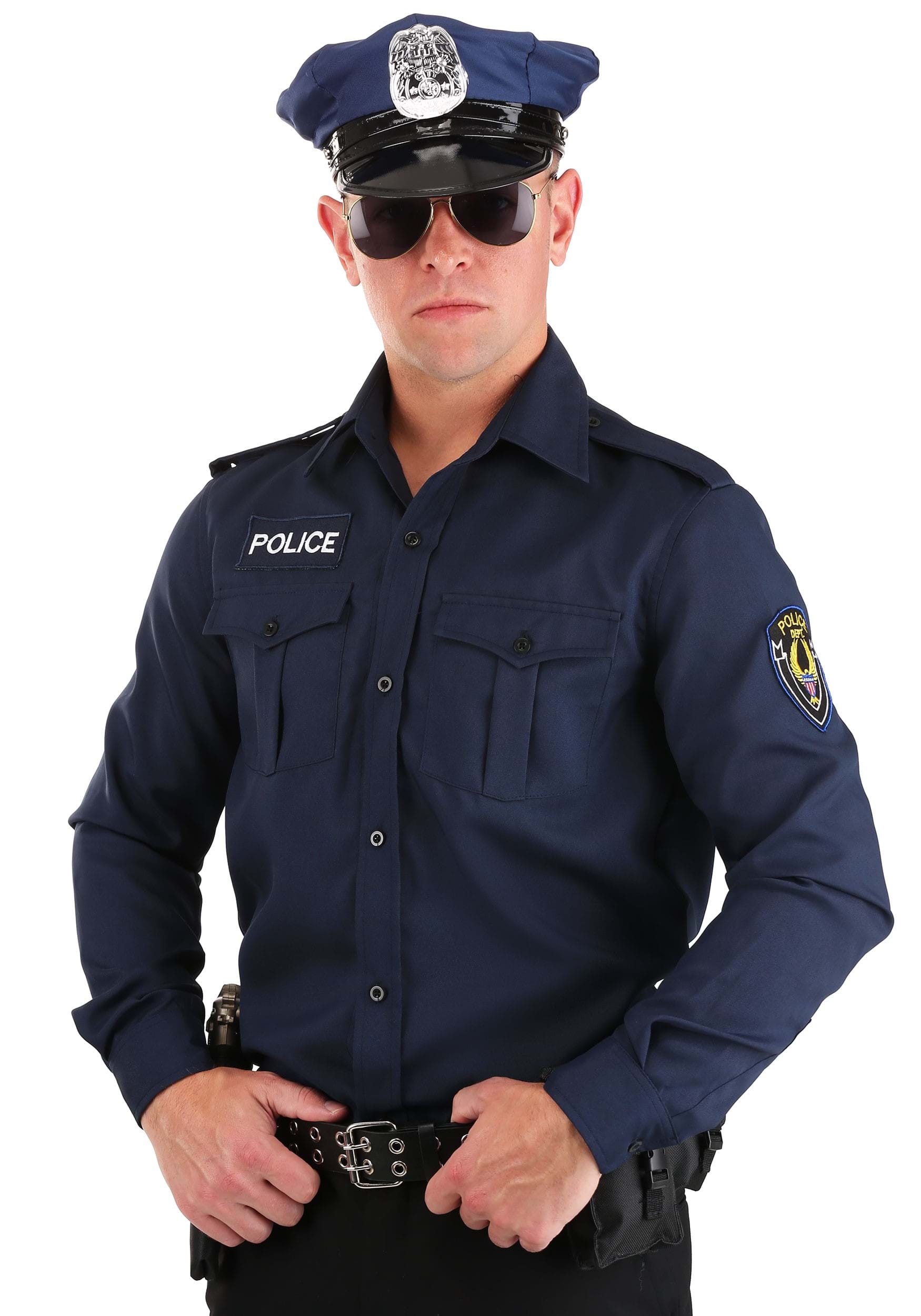 Long Sleeve Police Costume Shirt for Men 1 Long Sleeve Police Costume Shirt for Men