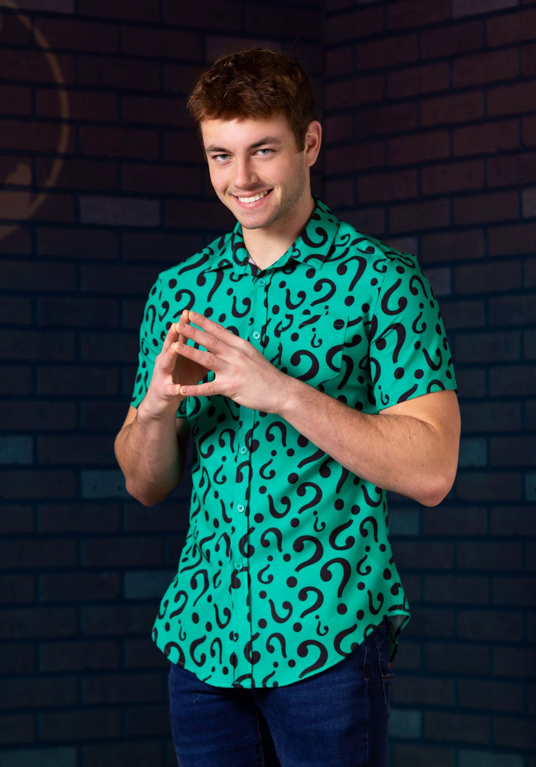 DC Comics The Riddler Adult Button Up Dress Shirt