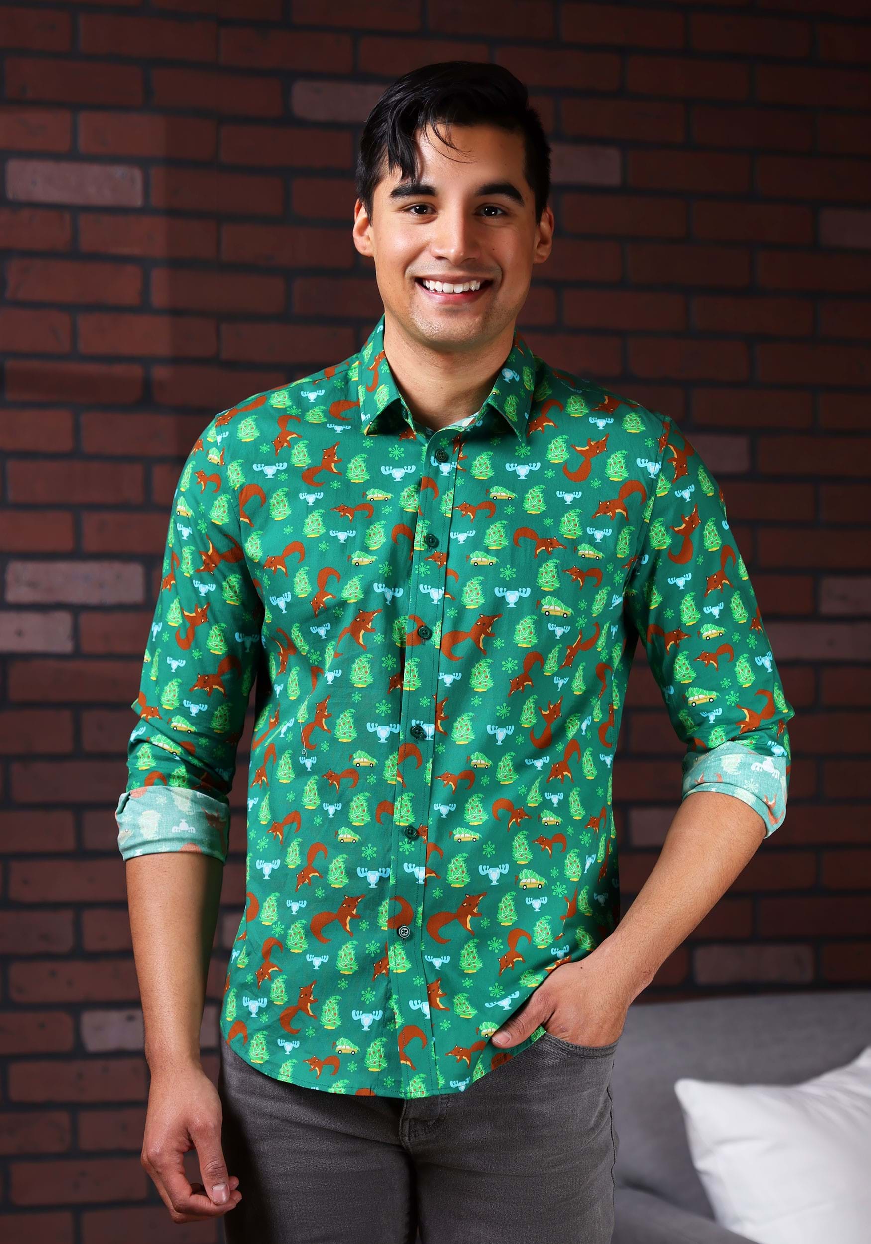 National Lampoons Christmas Vacation Button Up Shirt for Adults 2 National Lampoons Christmas Vacation Button Up Shirt for Adults