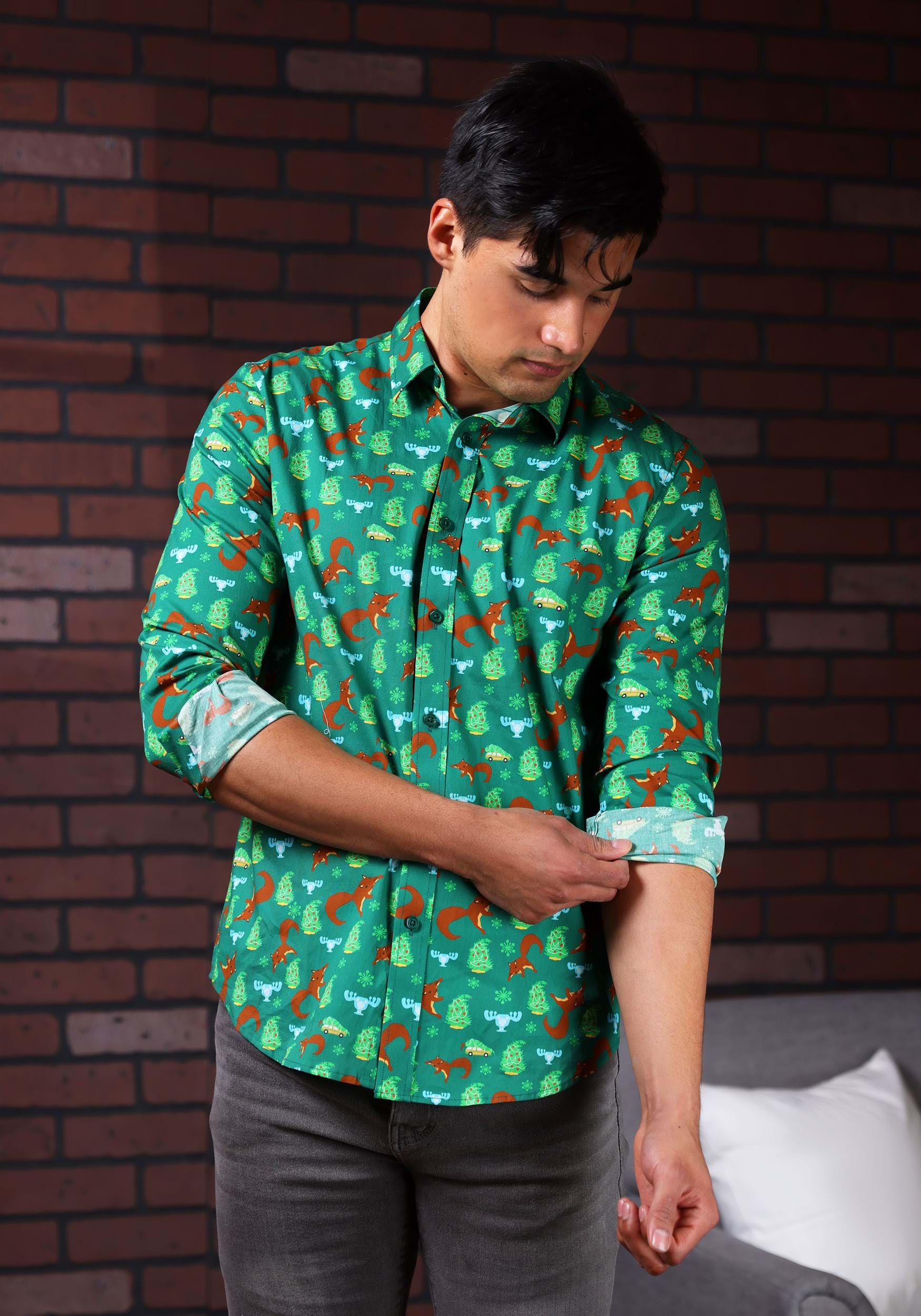 National Lampoons Christmas Vacation Button Up Shirt for Adults 3 National Lampoons Christmas Vacation Button Up Shirt for Adults