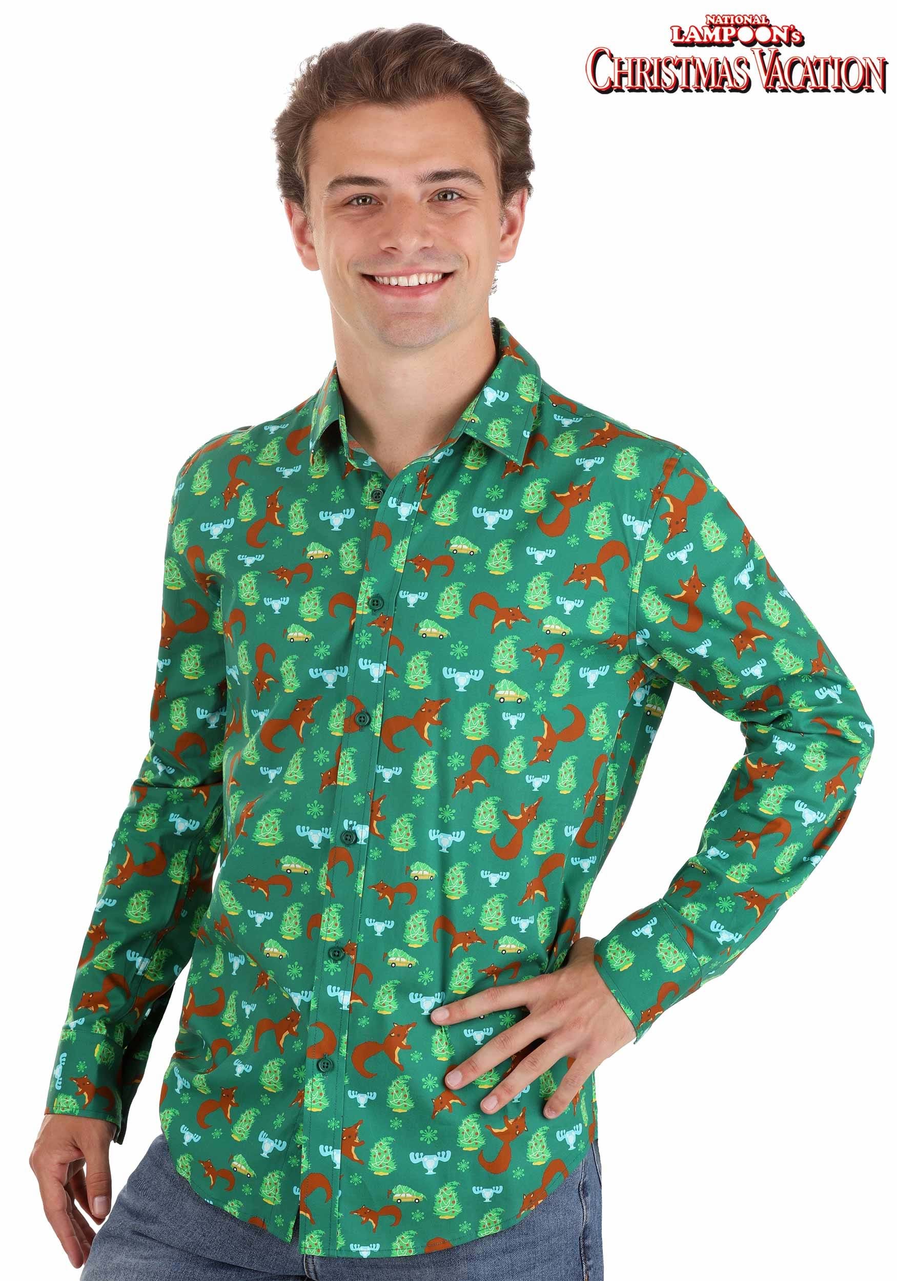 National Lampoons Christmas Vacation Button Up Shirt for Adults 8 National Lampoons Christmas Vacation Button Up Shirt for Adults