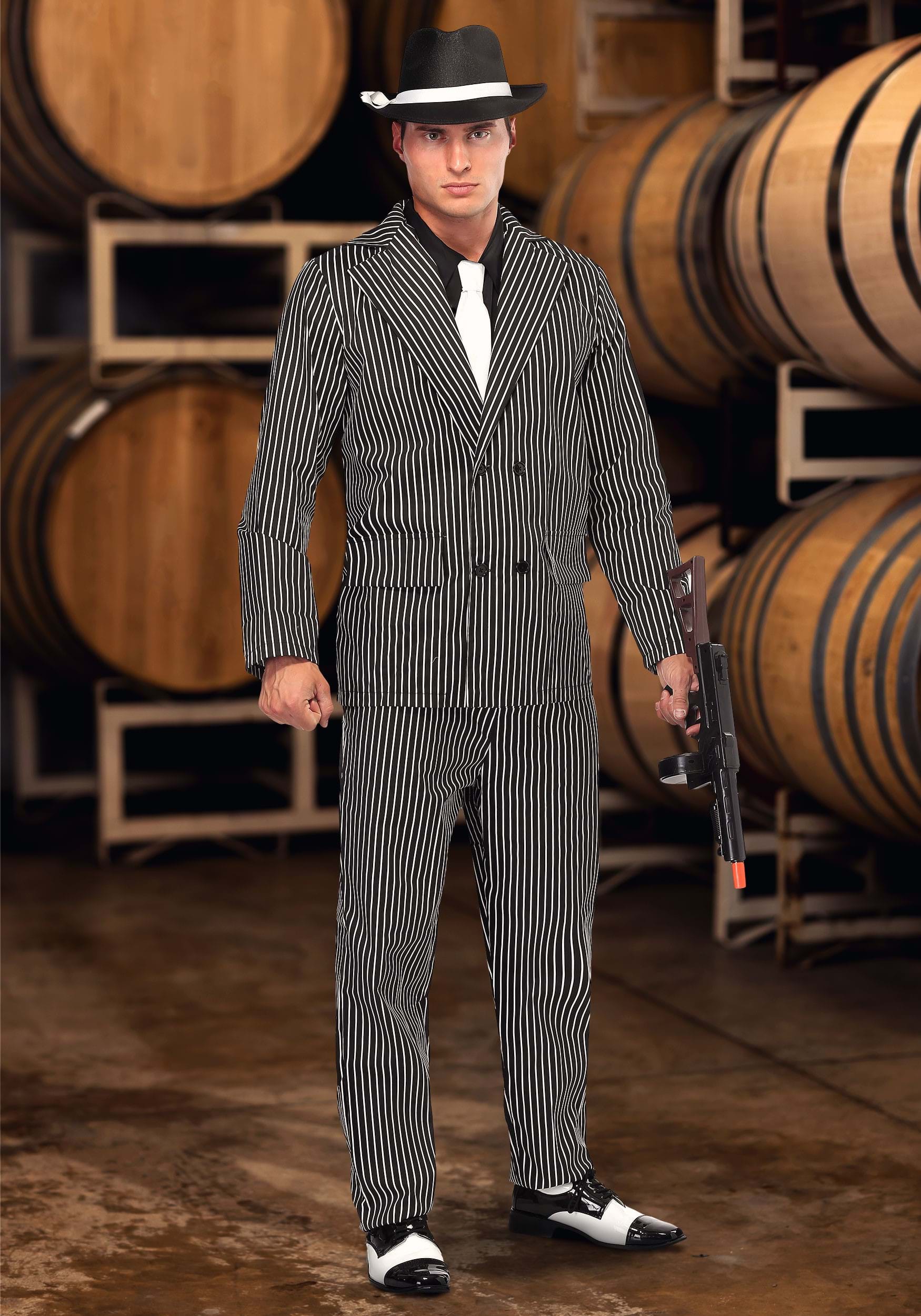 Wide Pin Stripe Gangster Men's Costume