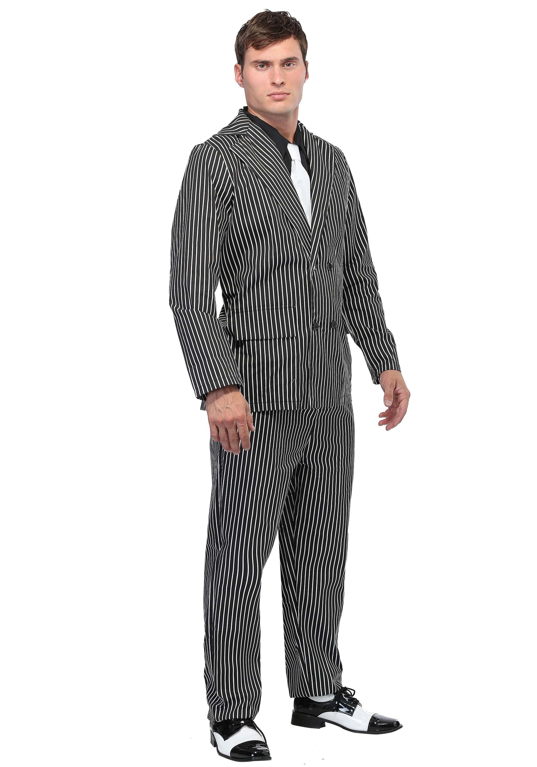 Wide Pin Stripe Gangster Men's Costume