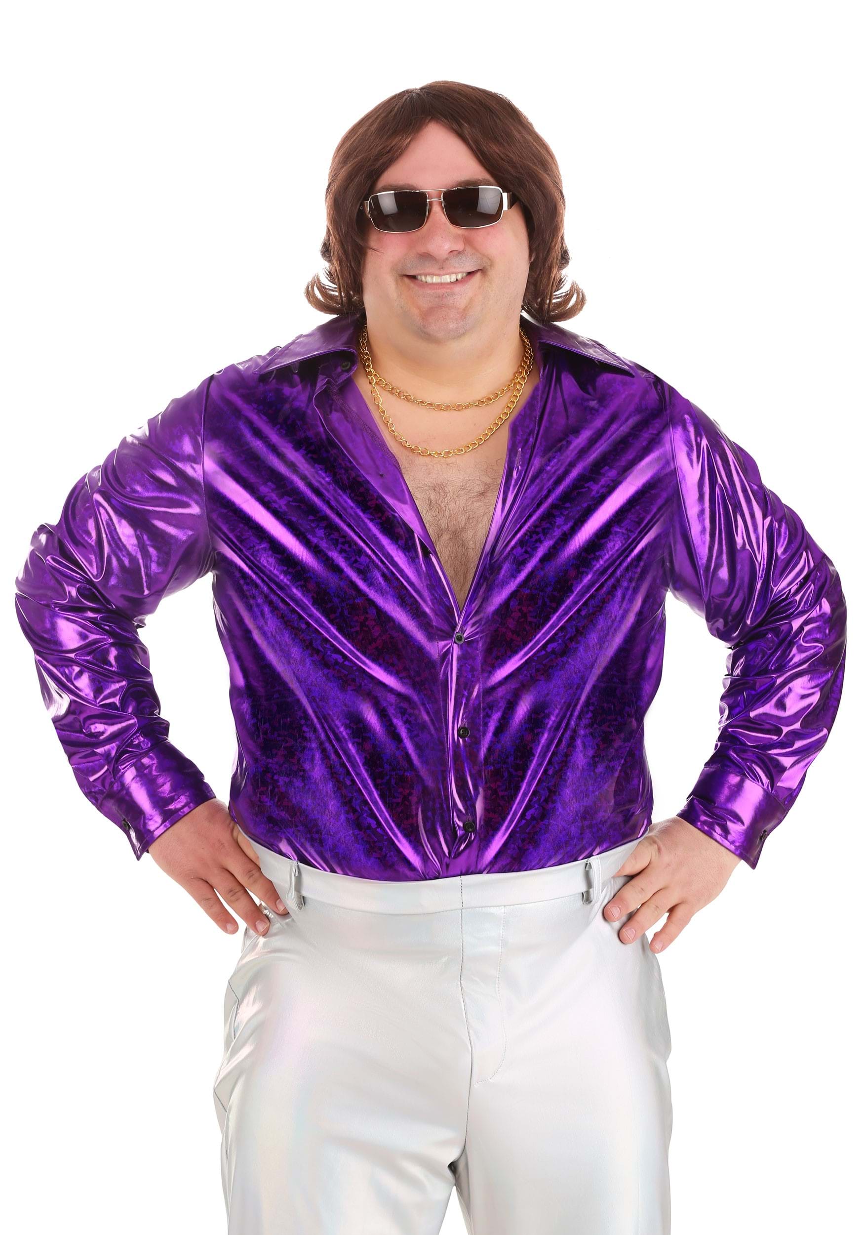 Men's Plus Size Shattered Glass Disco Costume Shirt